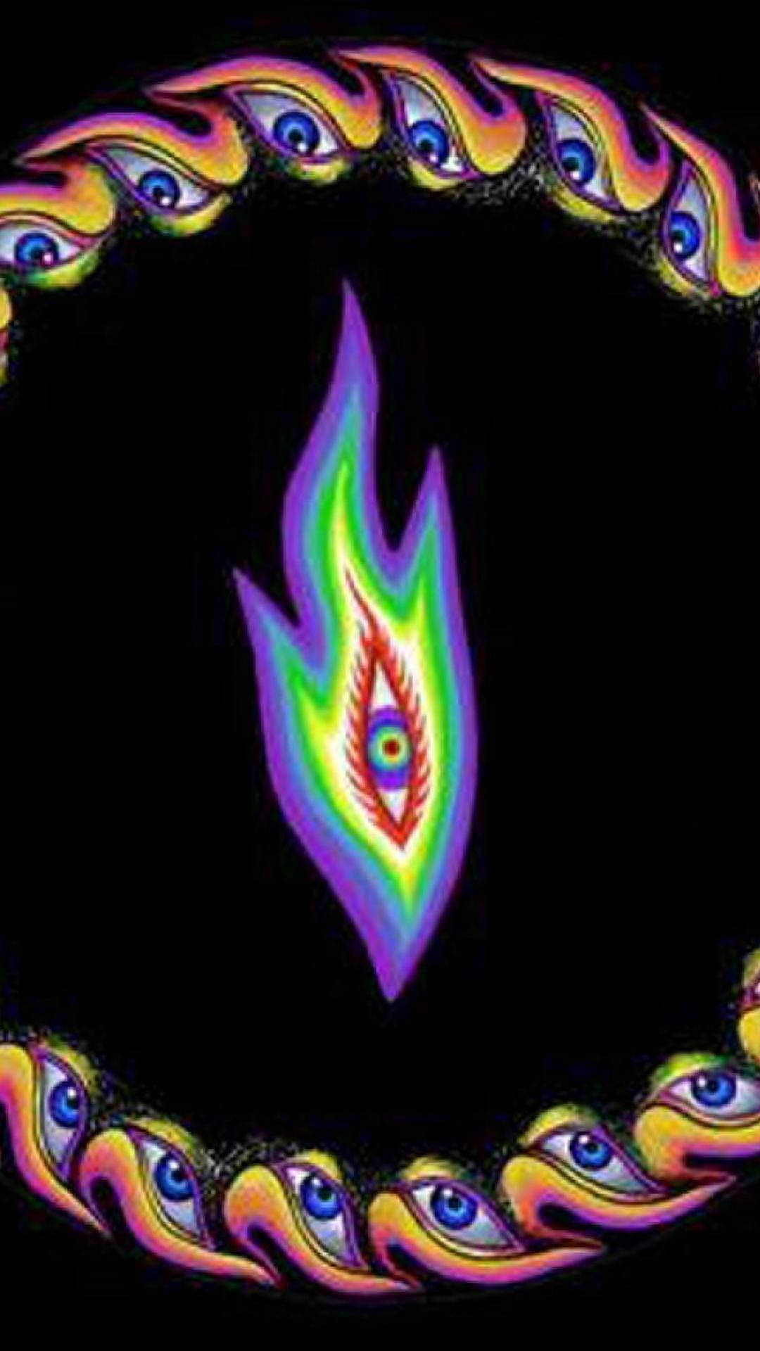eyes in flames tool, psychedelic flame, eye at its core, Full HD Phone Wallpaper