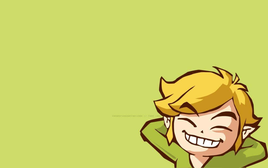 Toon Link, spiky blonde hair, cheerful cartoon boy, SD Desktop Wallpaper