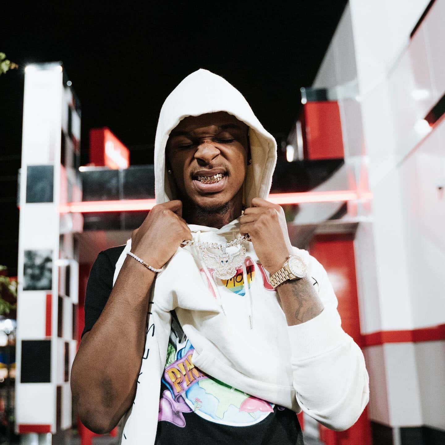 Toosii, white hoodie, gold teeth, HD Desktop Wallpaper