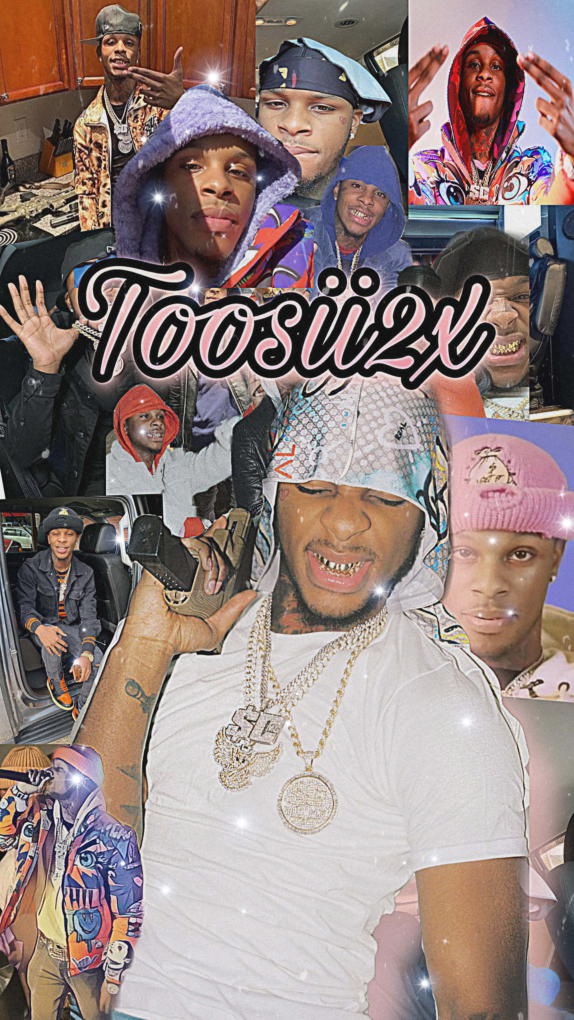 Toosii, colorful streetwear, flashy jewelry, 4K Phone Wallpaper