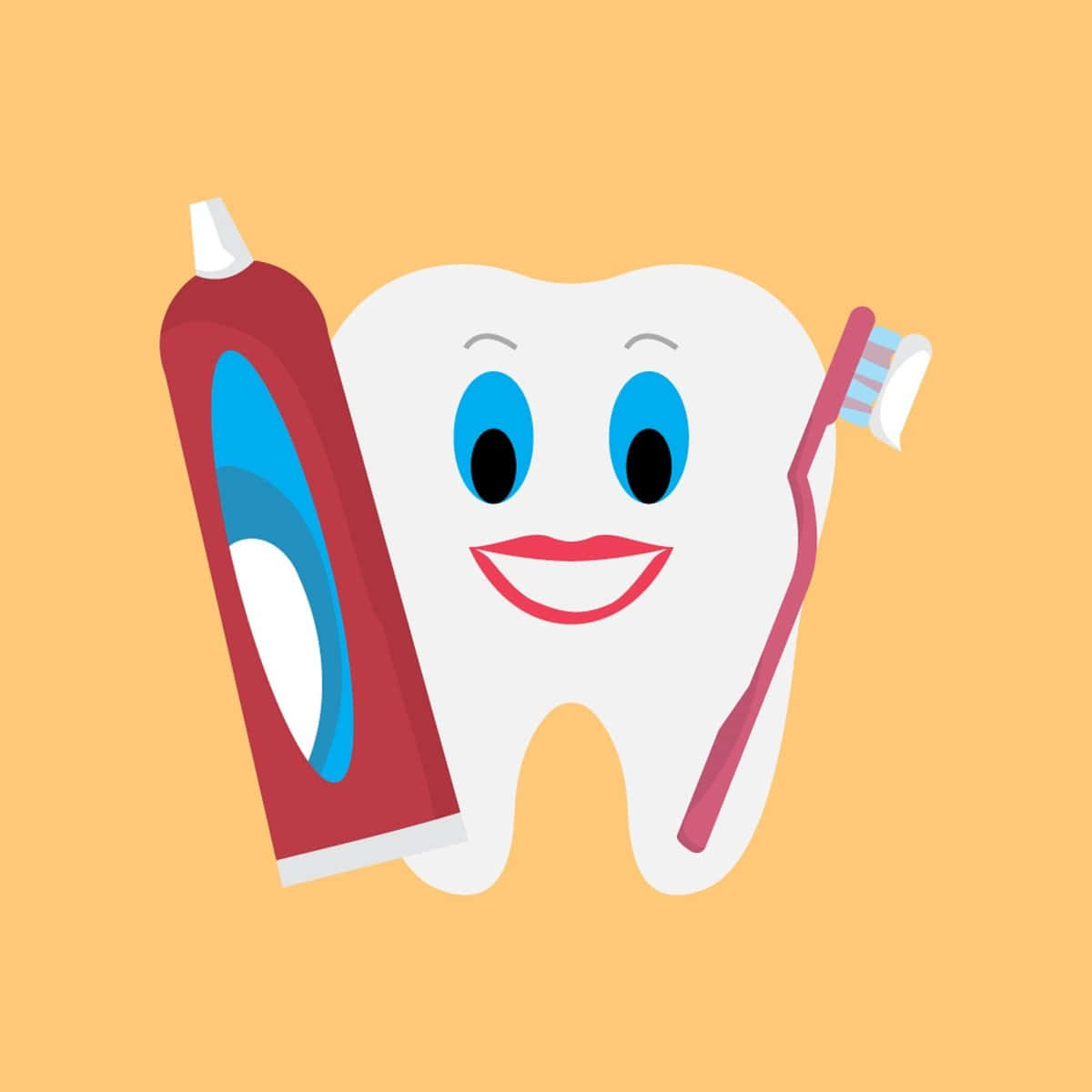 Happy Tooth, toothbrush, toothpaste tube, SD Desktop Wallpaper