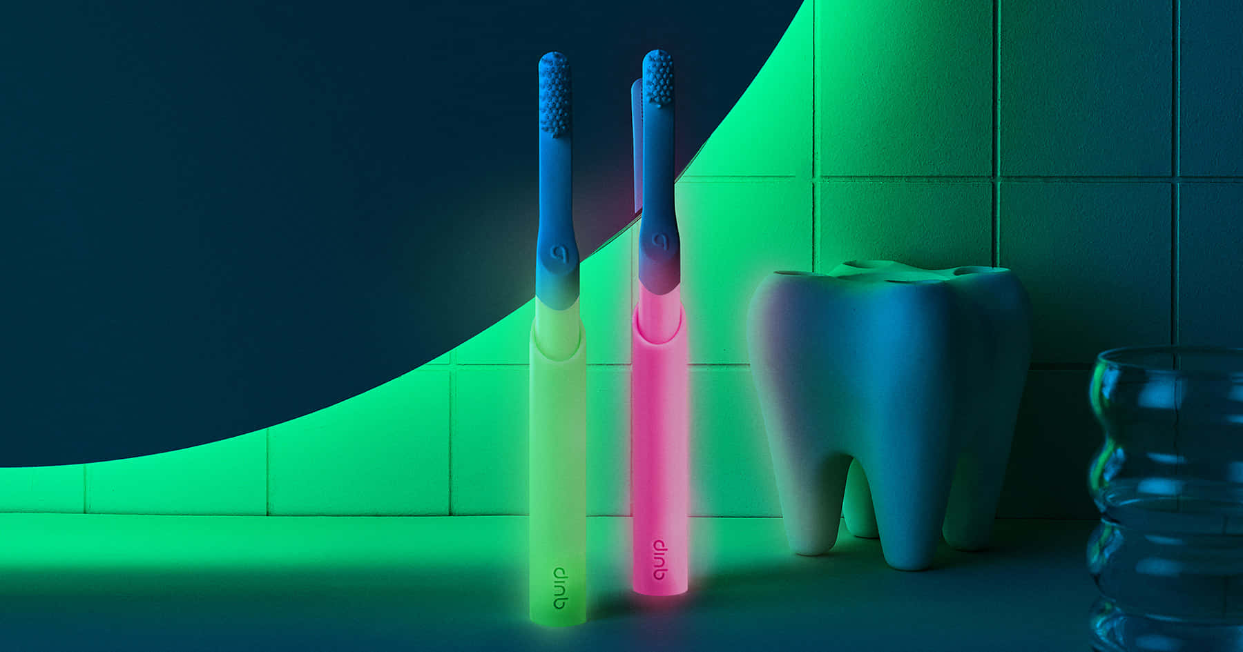 electric toothbrushes, neon glow, green, HD Desktop Wallpaper