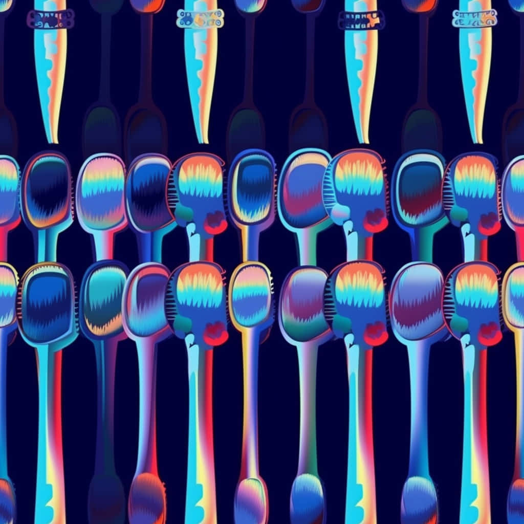 colorful thermal toothbrushes pattern, vibrant neon toothbrushes, rainbow gradients, SD Desktop Wallpaper