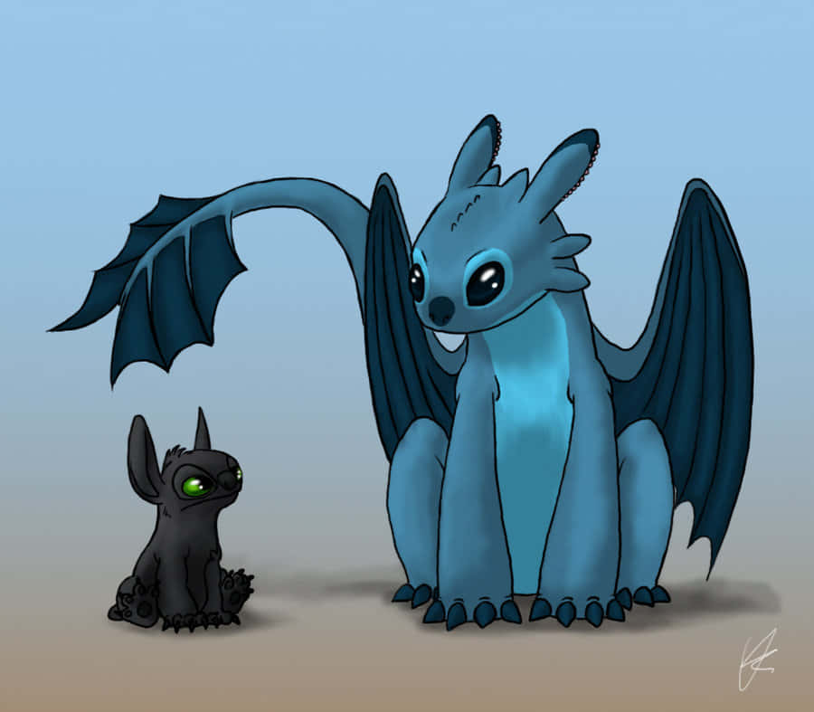 Toothless, Stitch, blue dragon, SD Desktop Wallpaper