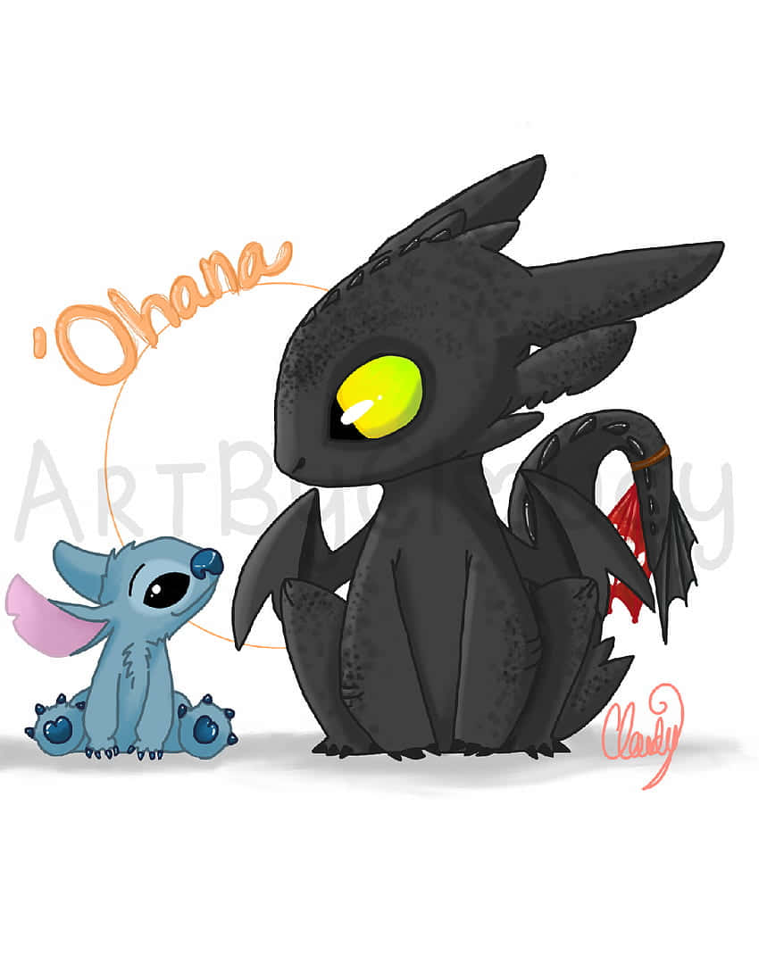 Toothless, Stitch, blue, SD Phone Wallpaper