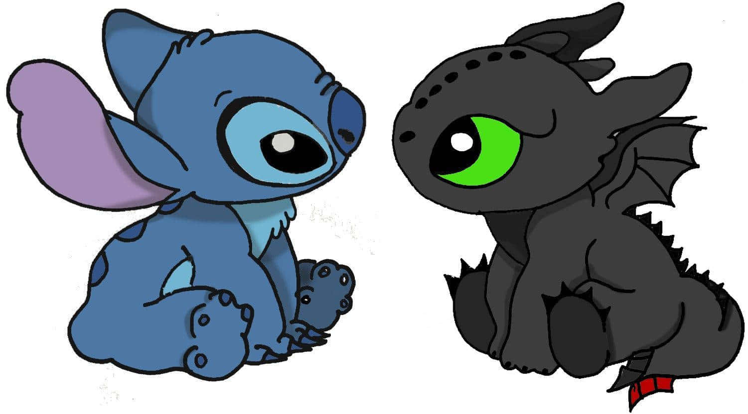 Toothless, Stitch, blue alien, HD Desktop Wallpaper