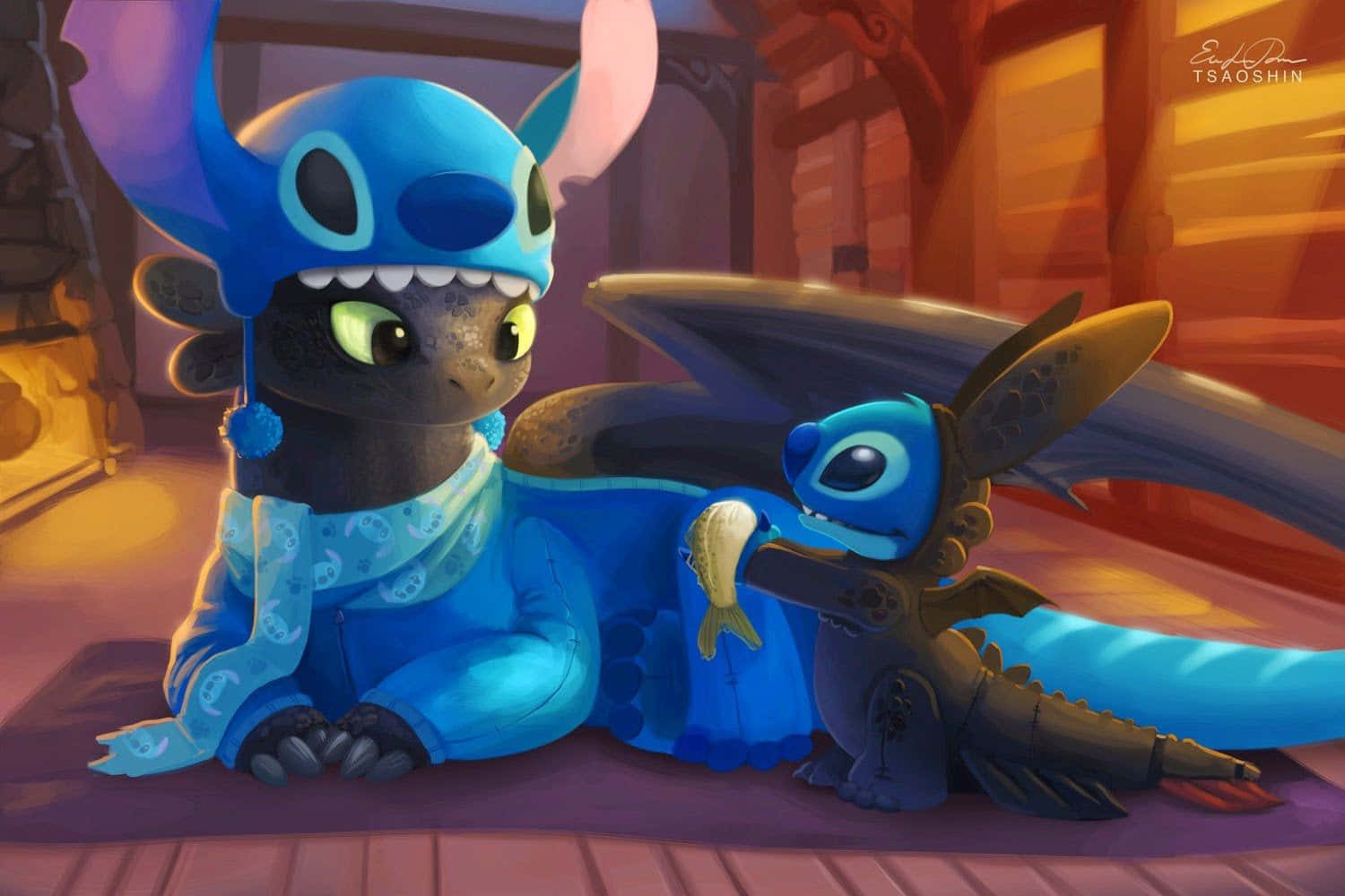 Toothless, Stitch, blue Stitch costumes, HD Desktop Wallpaper