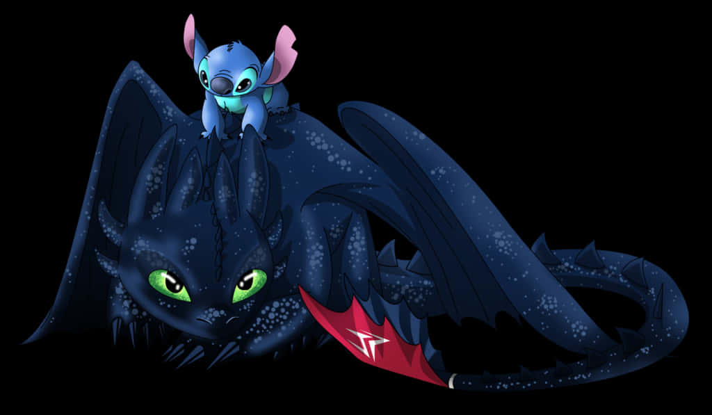 Stitch, Toothless, blue alien, SD Desktop Wallpaper