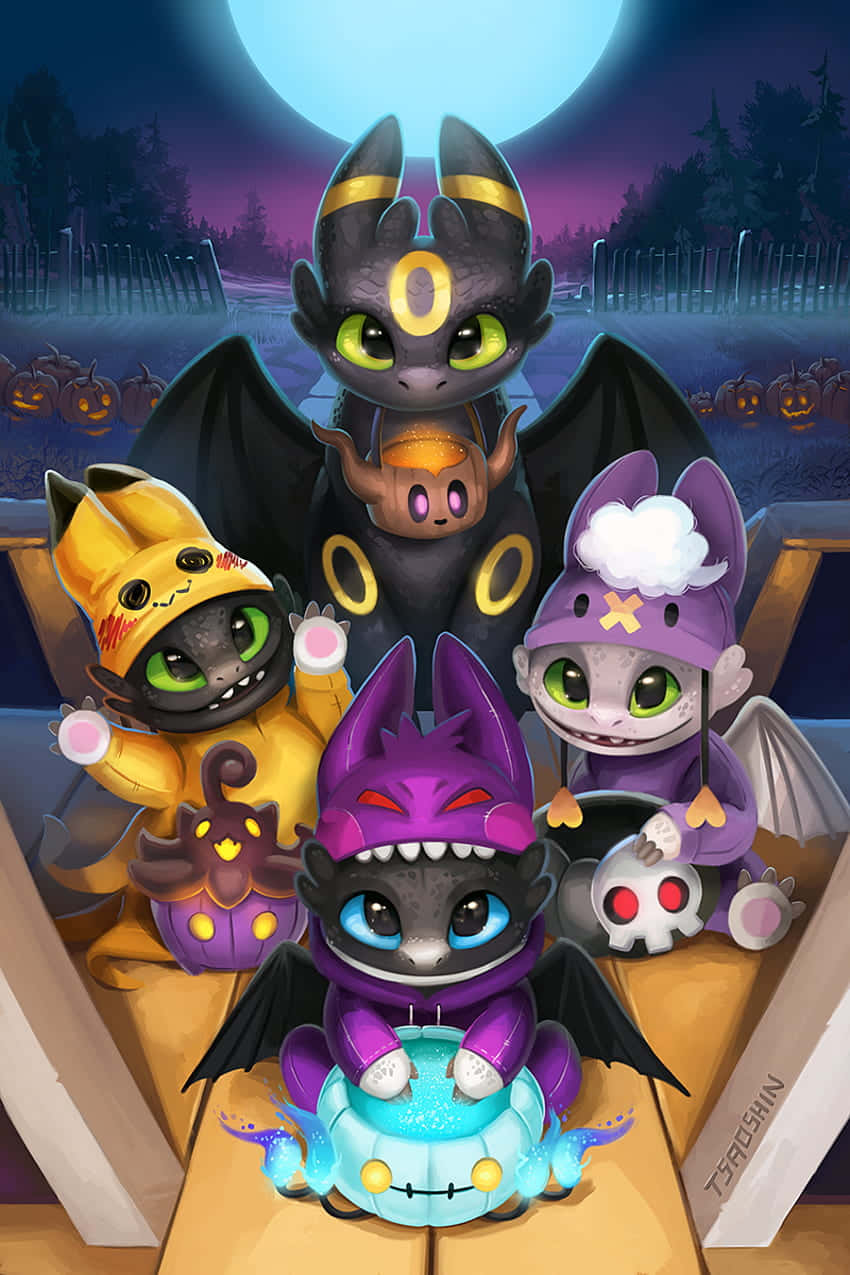 Toothless, Stitch, Halloween costumes, SD Phone Wallpaper