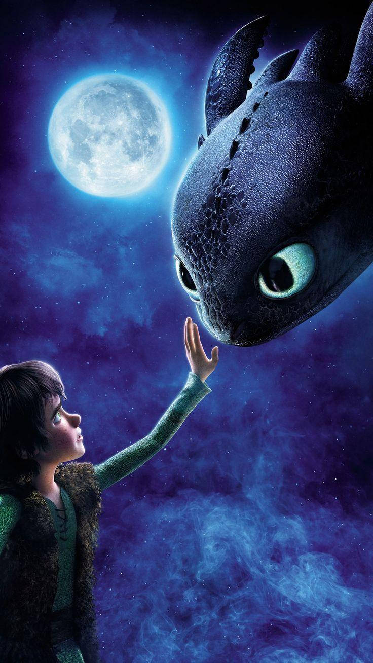 Toothless, black dragon, starry night sky, HD Phone Wallpaper