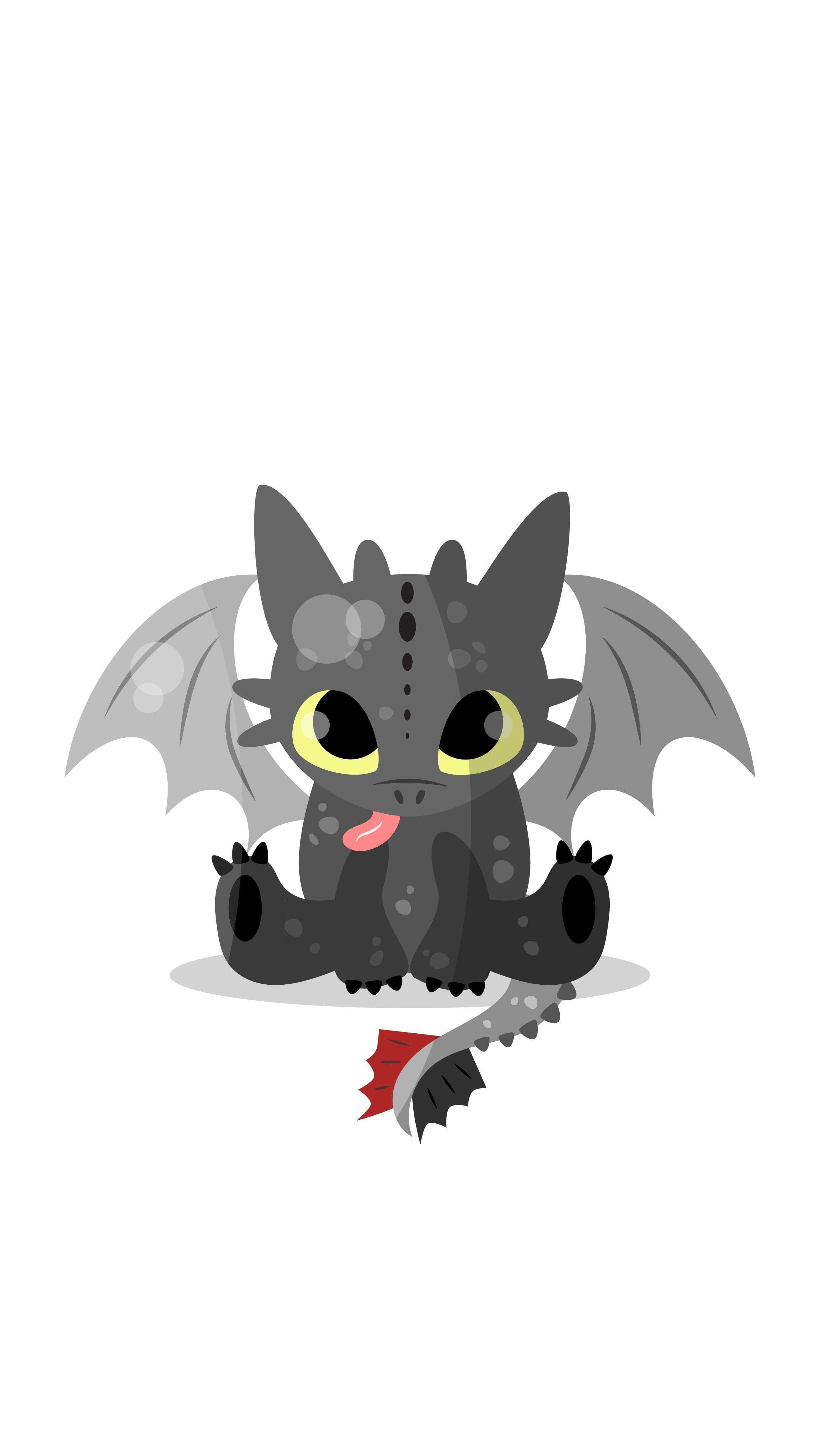 Toothless, cute cartoon baby dragon, big yellow eyes, 4K Phone Wallpaper