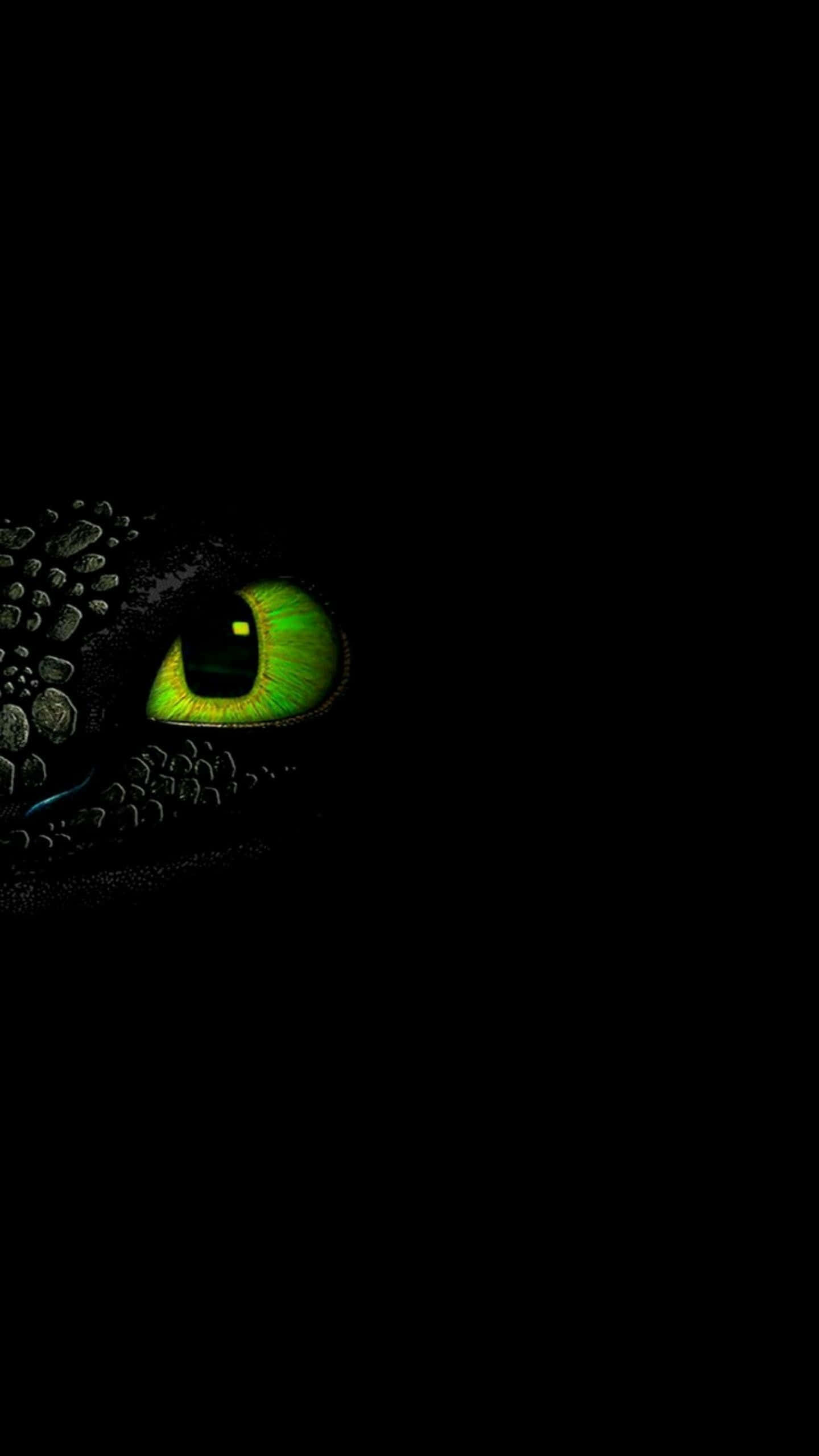 Toothless, dragon eye, glowing green, 2K Phone Wallpaper