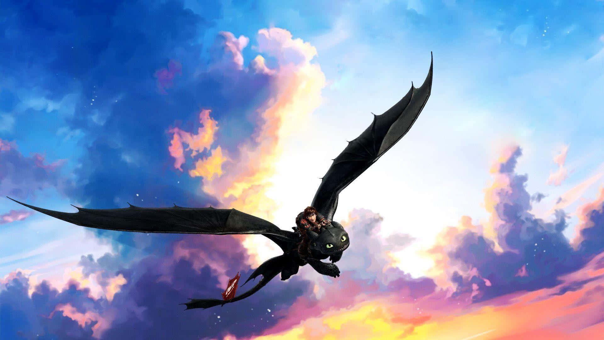 Toothless, dragon, sunset, Full HD Desktop Wallpaper