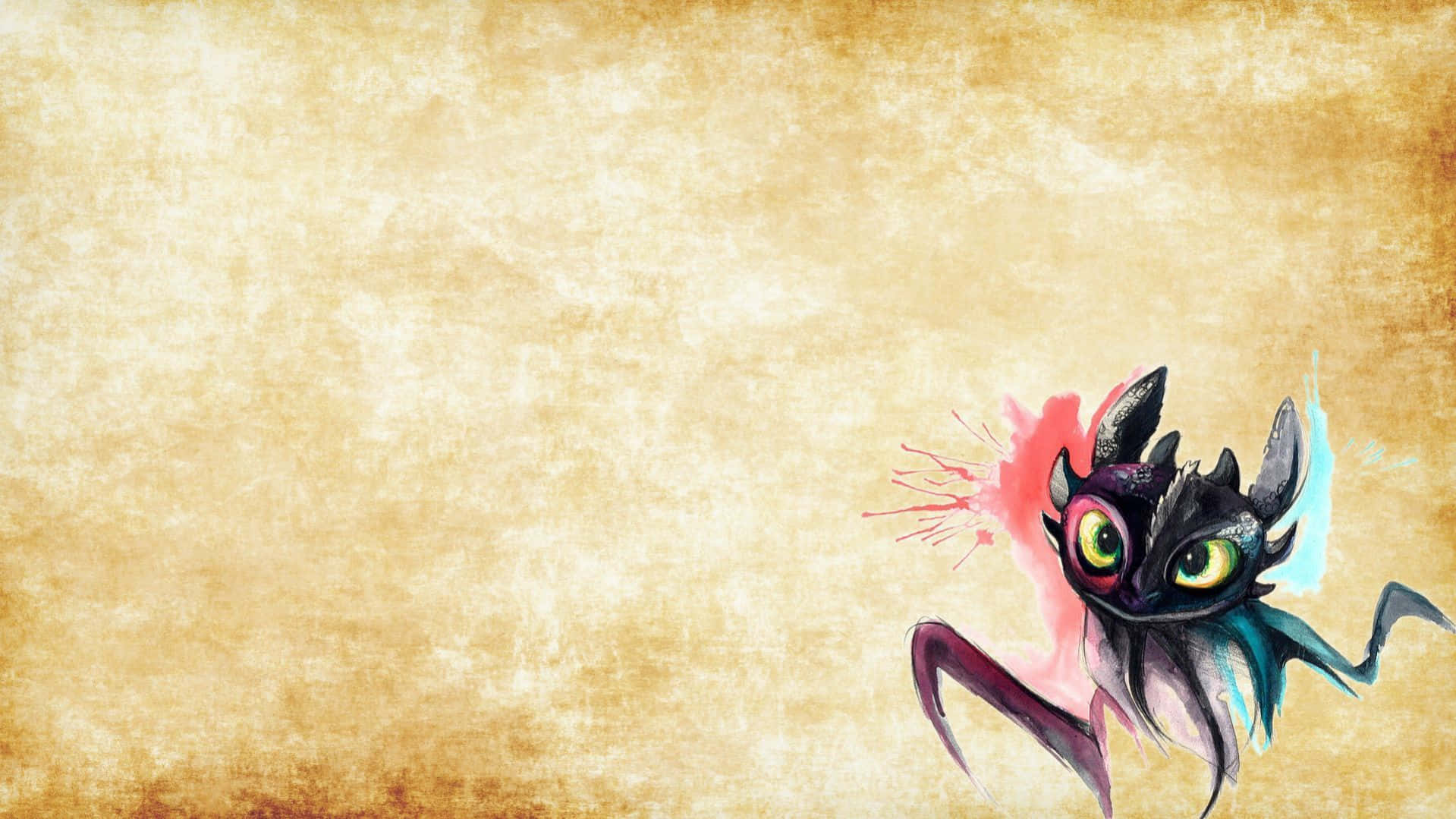 Toothless, black dragon, glowing green eyes, HD Desktop Wallpaper