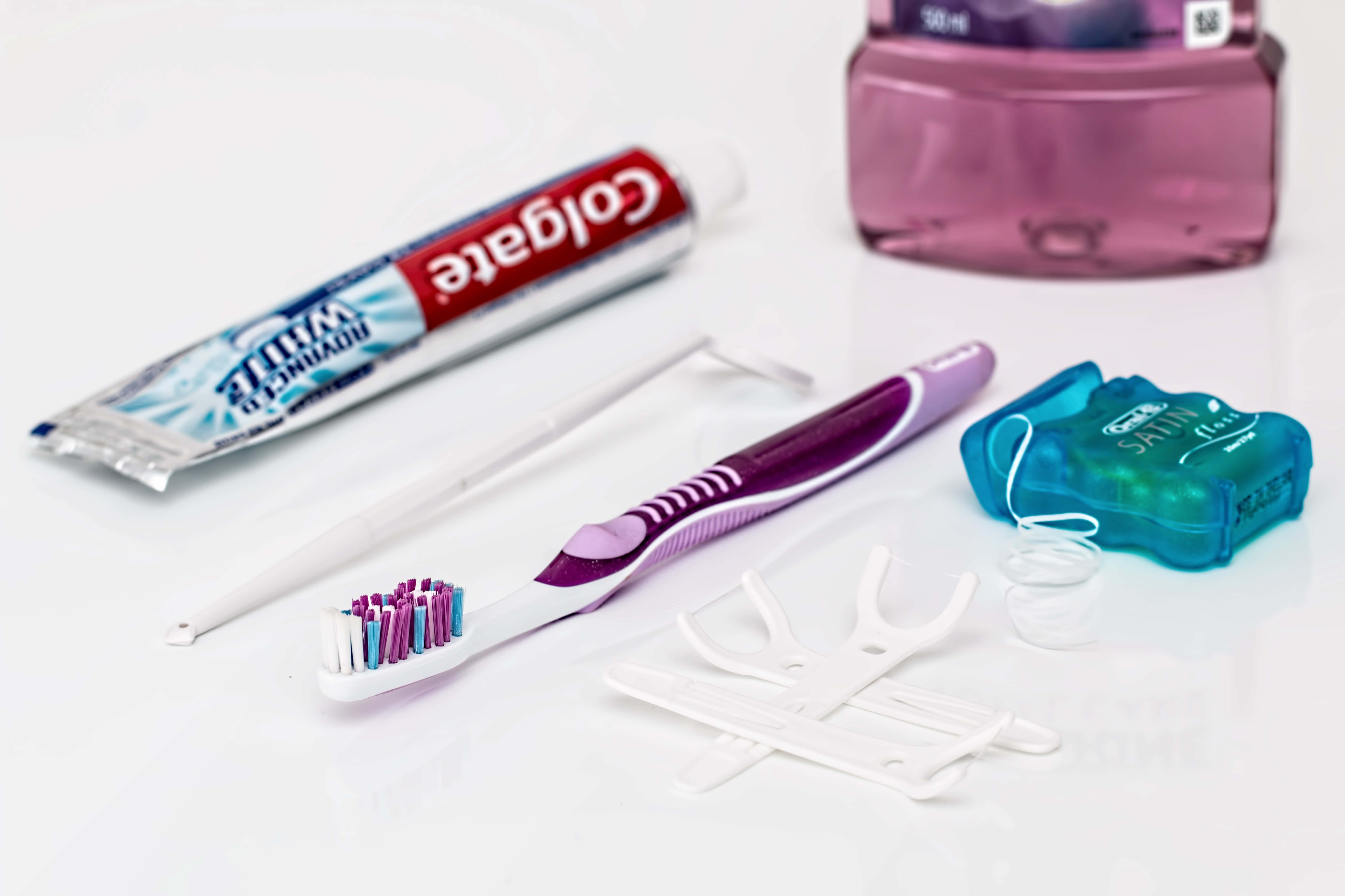 dental care essentials set, toothpaste, toothbrush, 5K Desktop Wallpaper