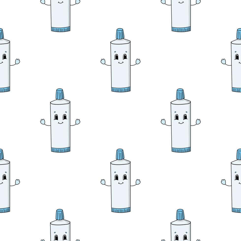 Happy Toothpaste Pattern, cute cartoon toothpaste tubes, smiling faces, SD Desktop Wallpaper
