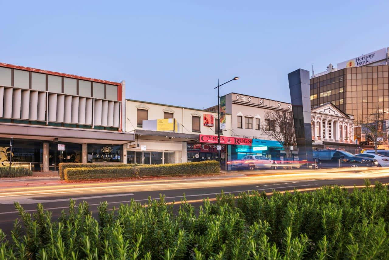 Toowoomba, city street, dusk, HD Desktop Wallpaper