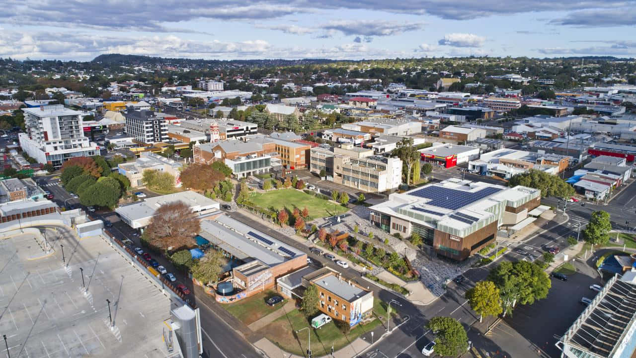 Toowoomba, popular park, aerial view, HD Desktop Wallpaper