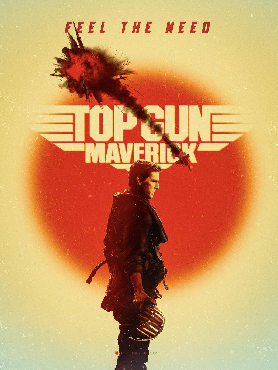 Top Gun Maverick, fiery orange sun, jet trail, SD Phone Wallpaper