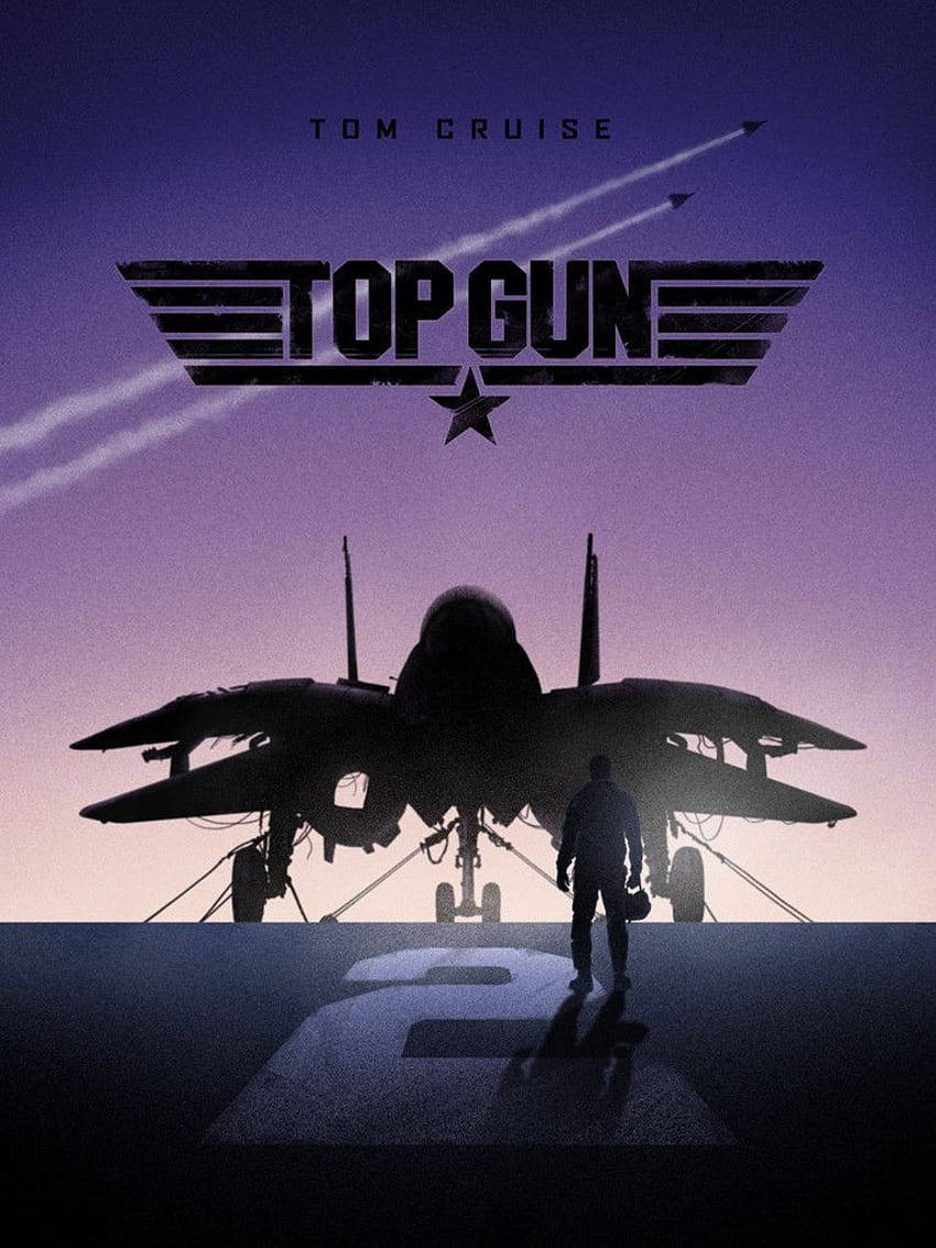 Top Gun: Maverick, fighter jet silhouette, purple twilight sky, SD Phone Wallpaper