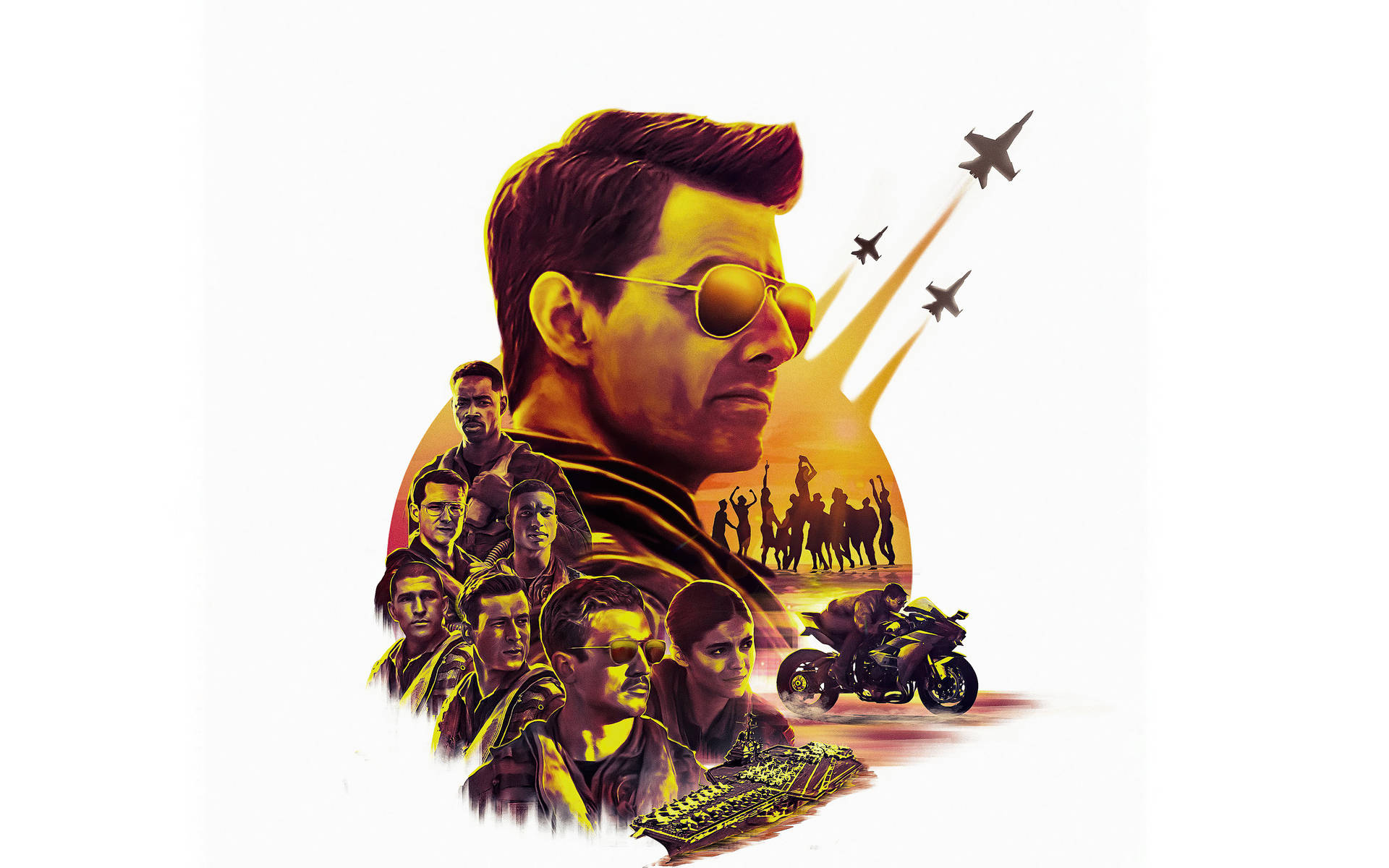 Top Gun: Maverick, aviator sunglasses, planes, Full HD Desktop Wallpaper
