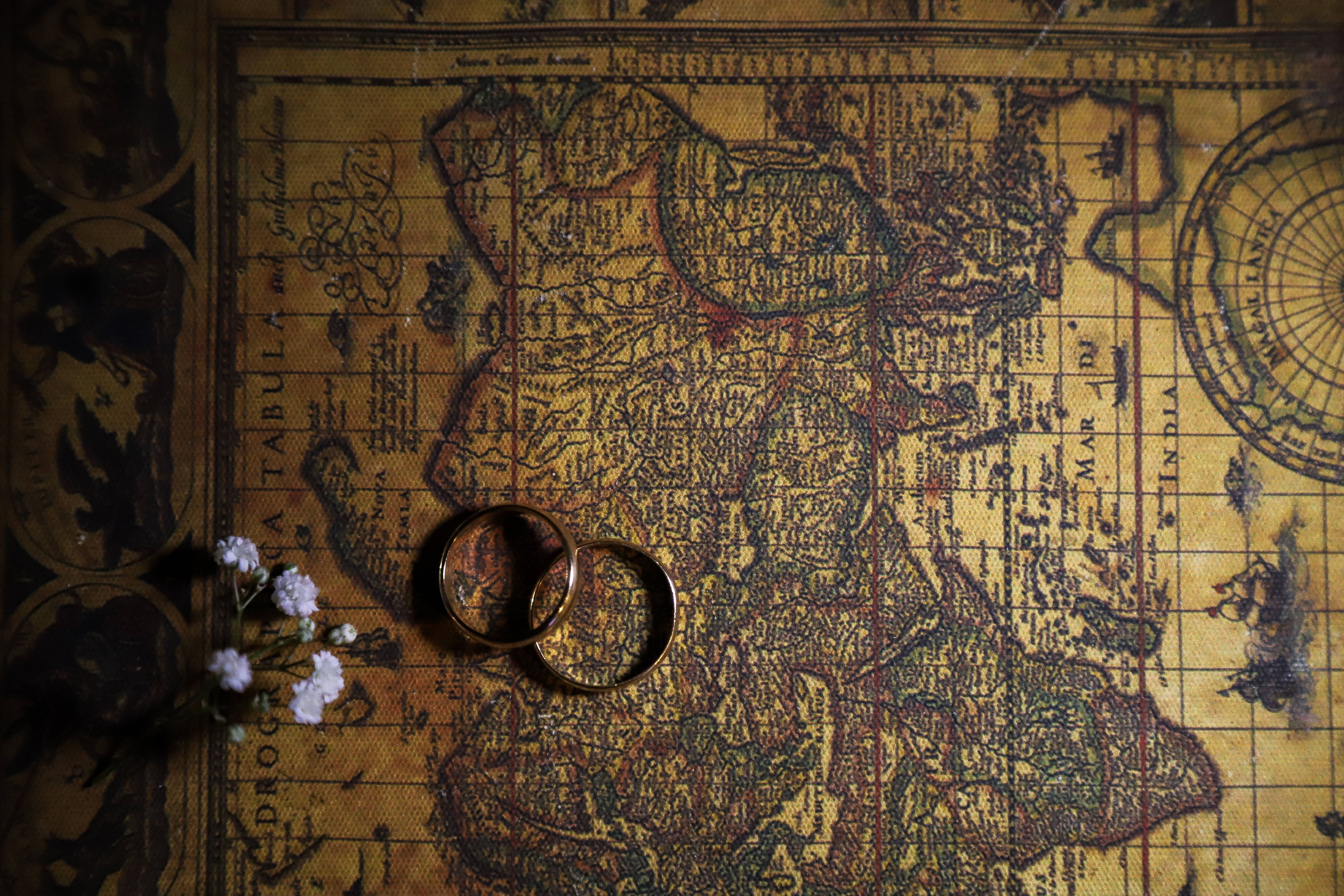 wedding rings, topographic map, antique map, 5K Desktop Wallpaper