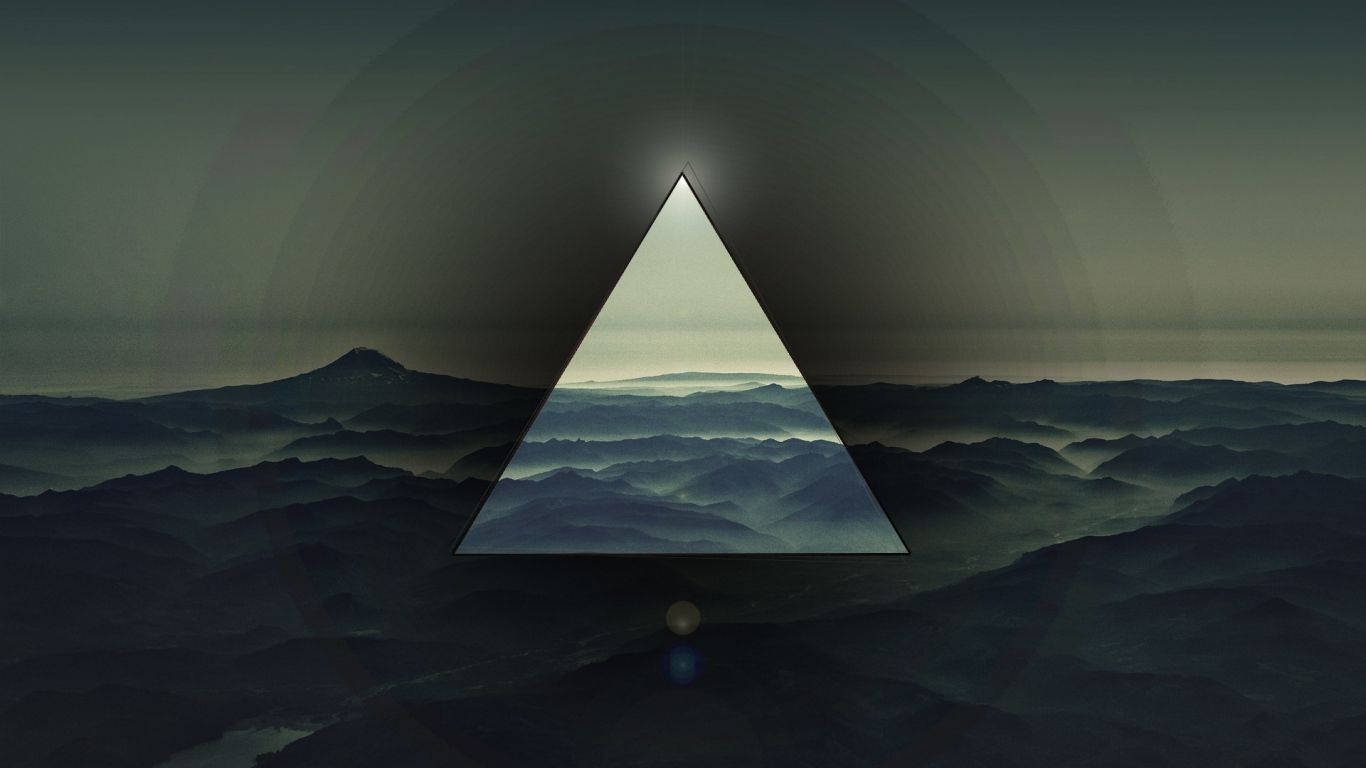 triangle portal, misty mountain ranges, brighter sky, HD Desktop Wallpaper