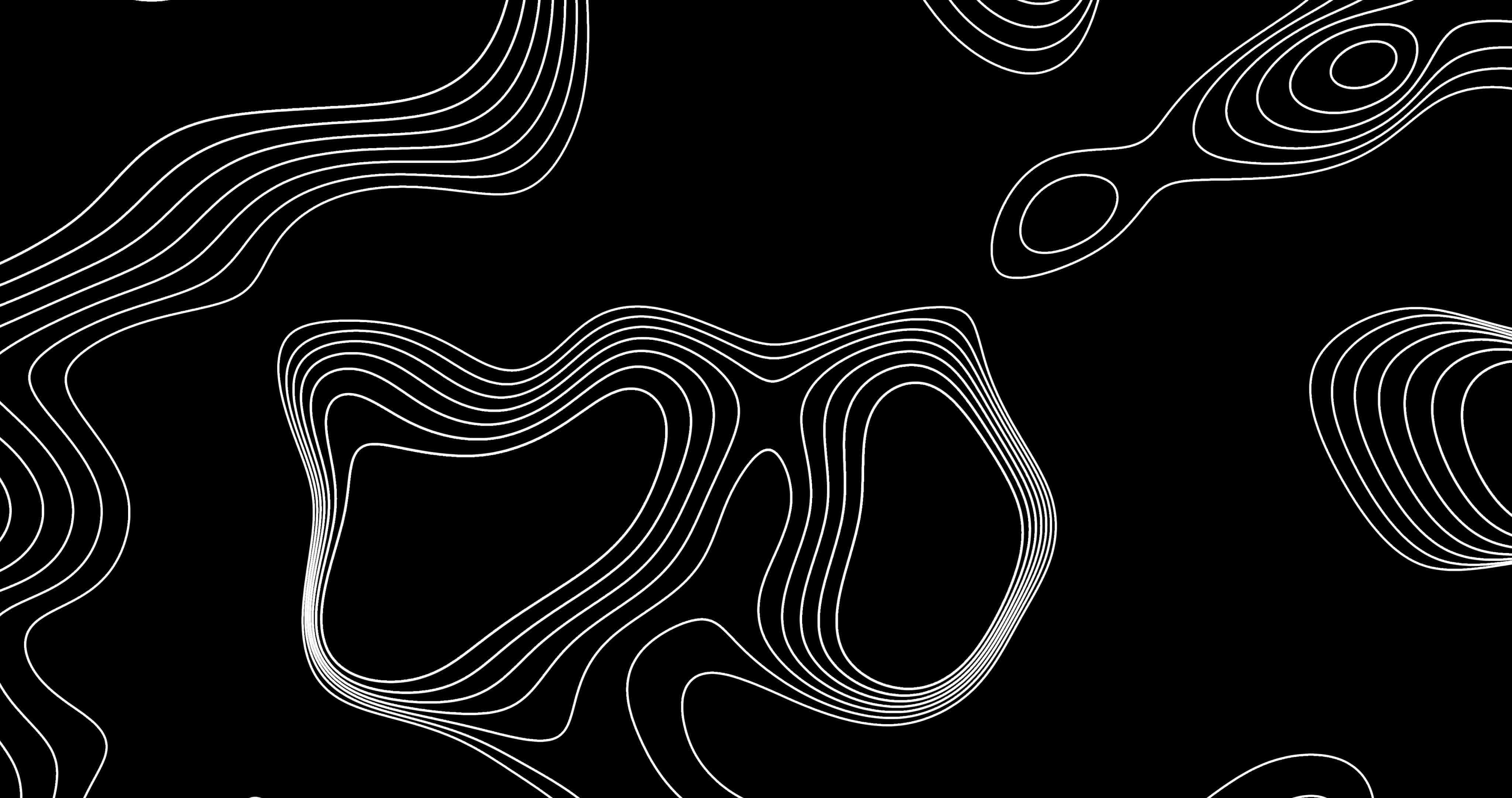 abstract topographic lines, white swirl, stark black background, 4K Desktop Wallpaper