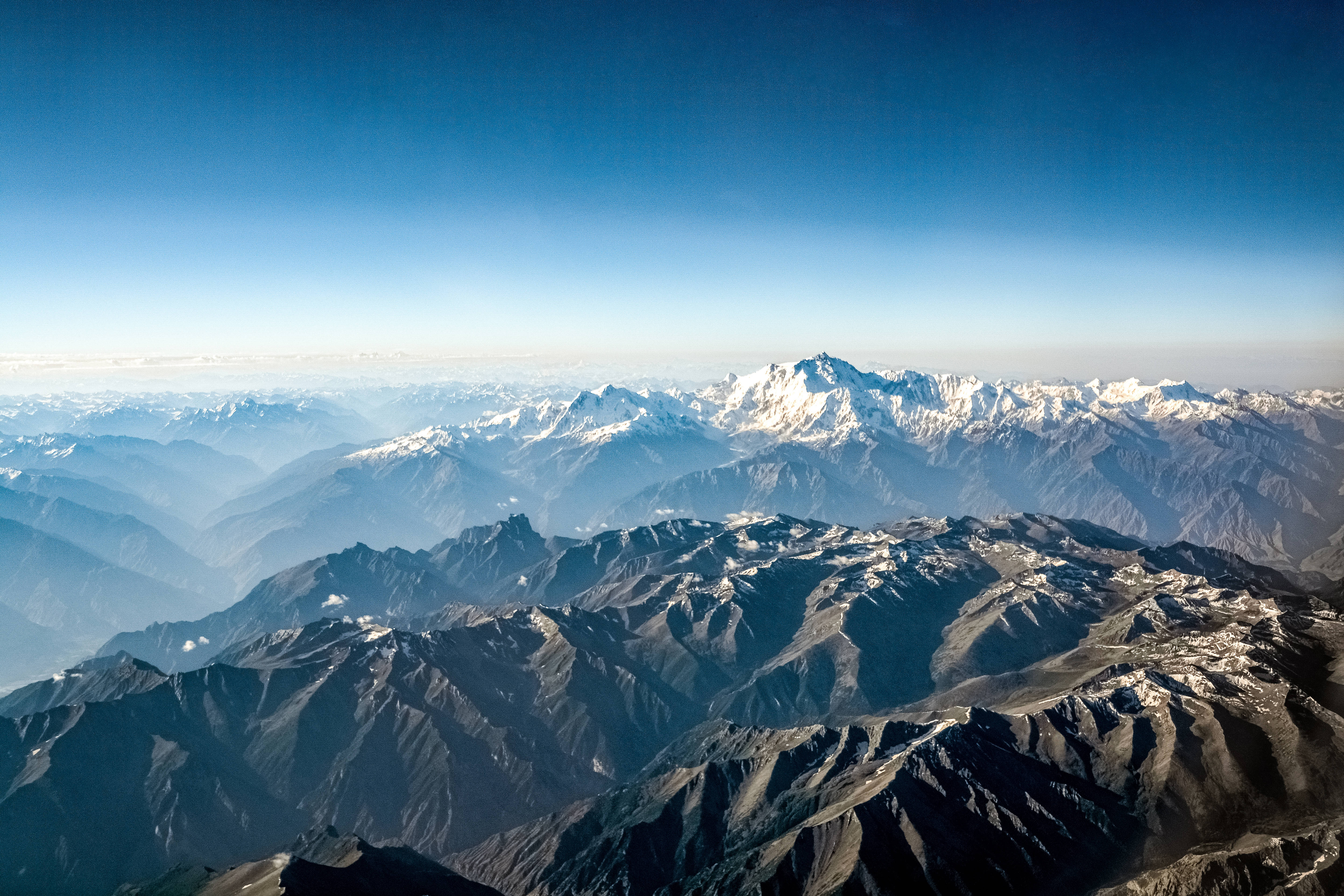 mountains, aerial view, layered mountain ranges, 5K Desktop Wallpaper