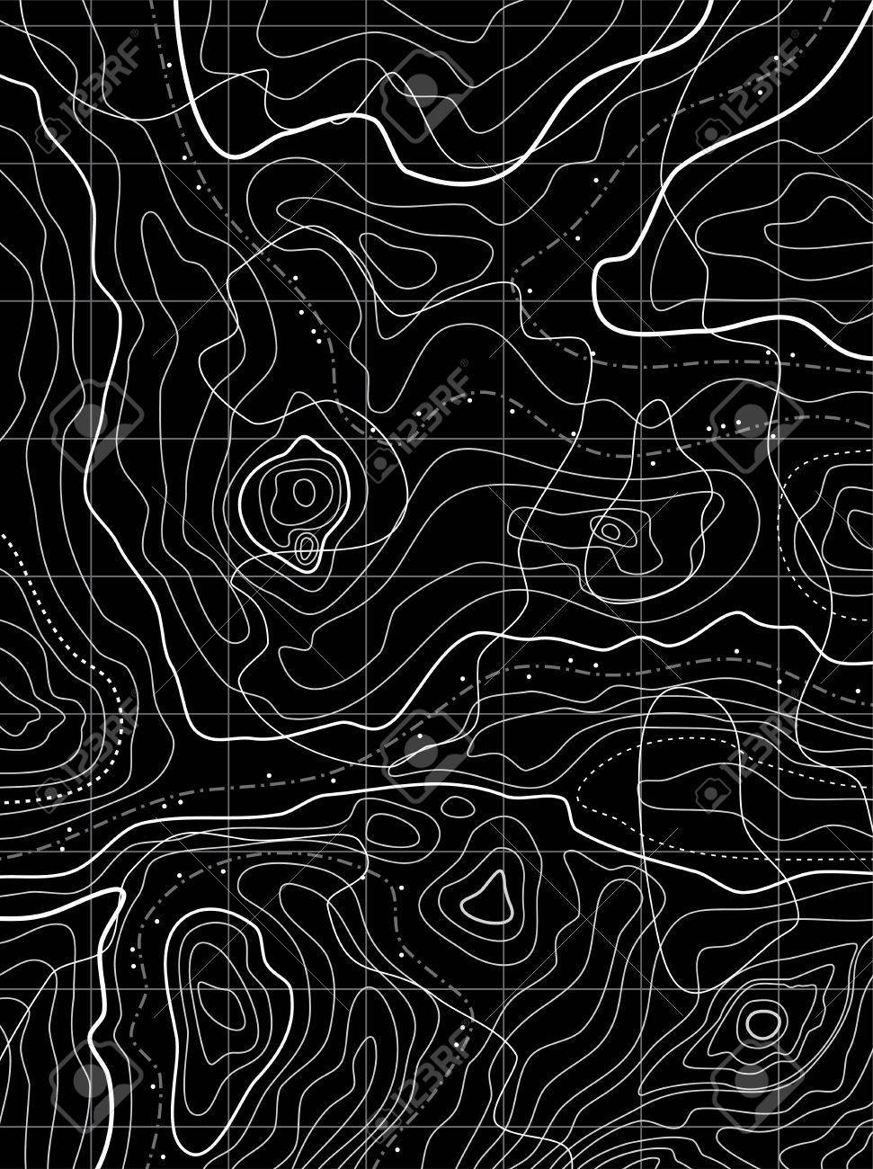 dark topography map, black background, white topographic contour lines, HD Phone Wallpaper