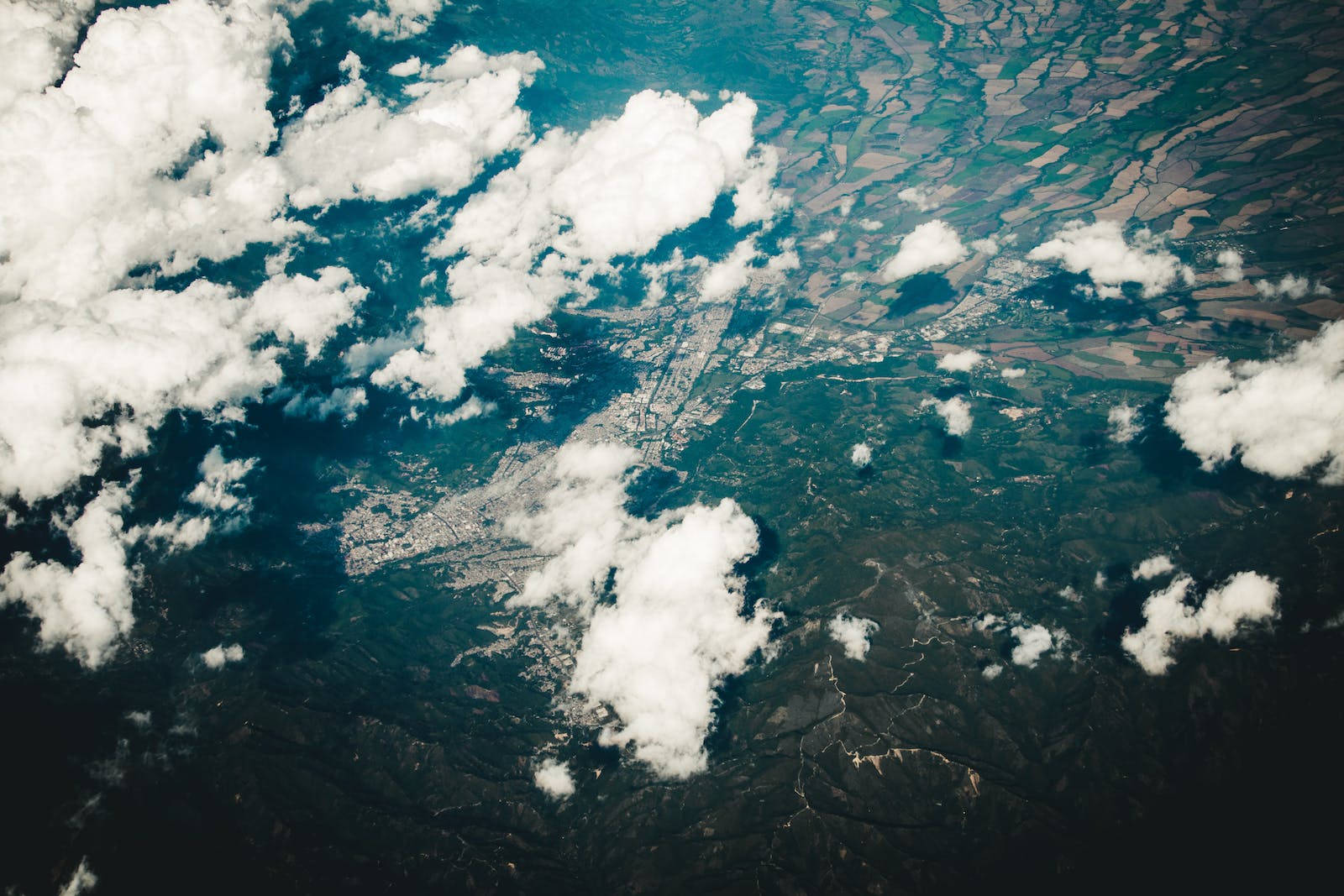 high altitude topography, aerial view, sprawling city, HD Desktop Wallpaper