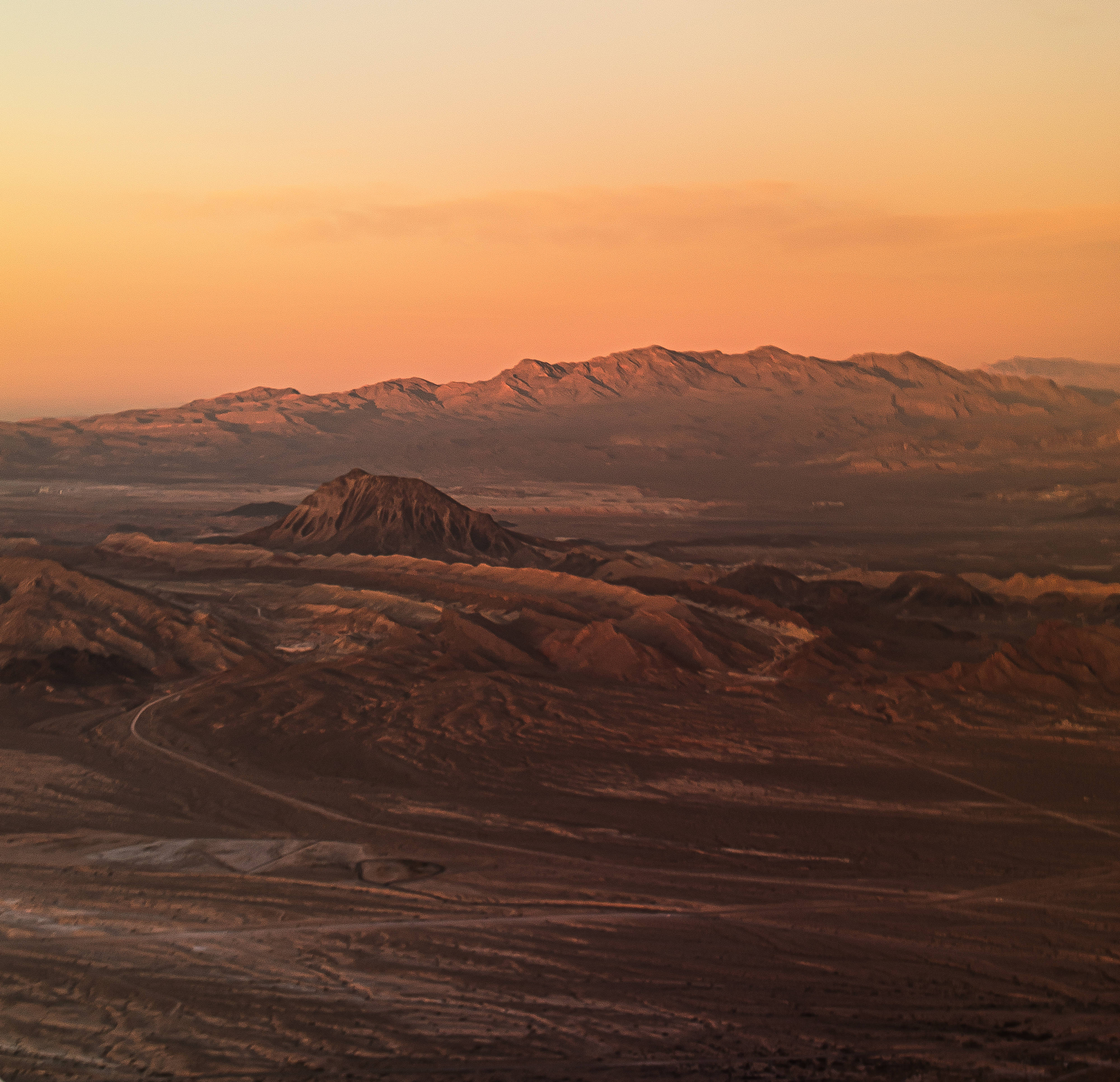 Afternoon Mountain Topography, desert landscape, warm orange light, 4K Desktop Wallpaper
