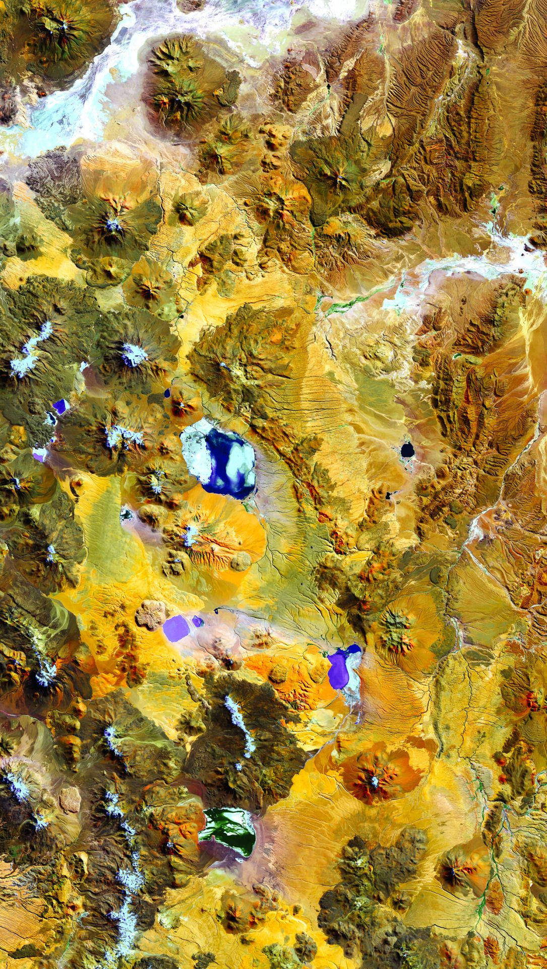 Topography, ochre mountains, turquoise lakes, Full HD Phone Wallpaper