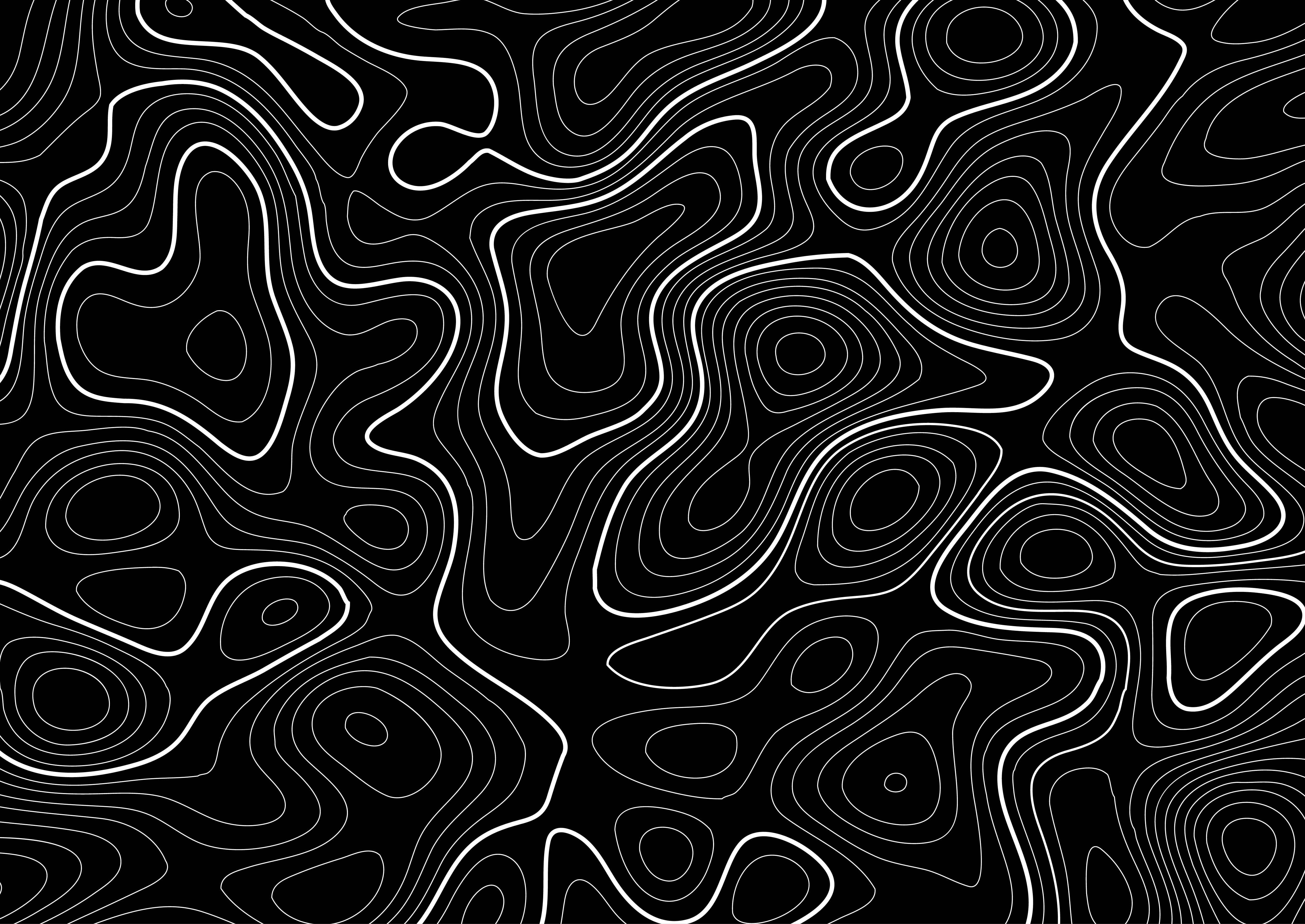 topographic map, land contours, black and white, 4K Desktop Wallpaper