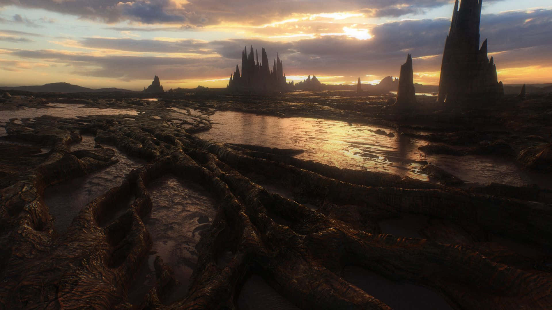 Geomorphology, Sunset, jagged rock formations, Full HD Desktop Wallpaper