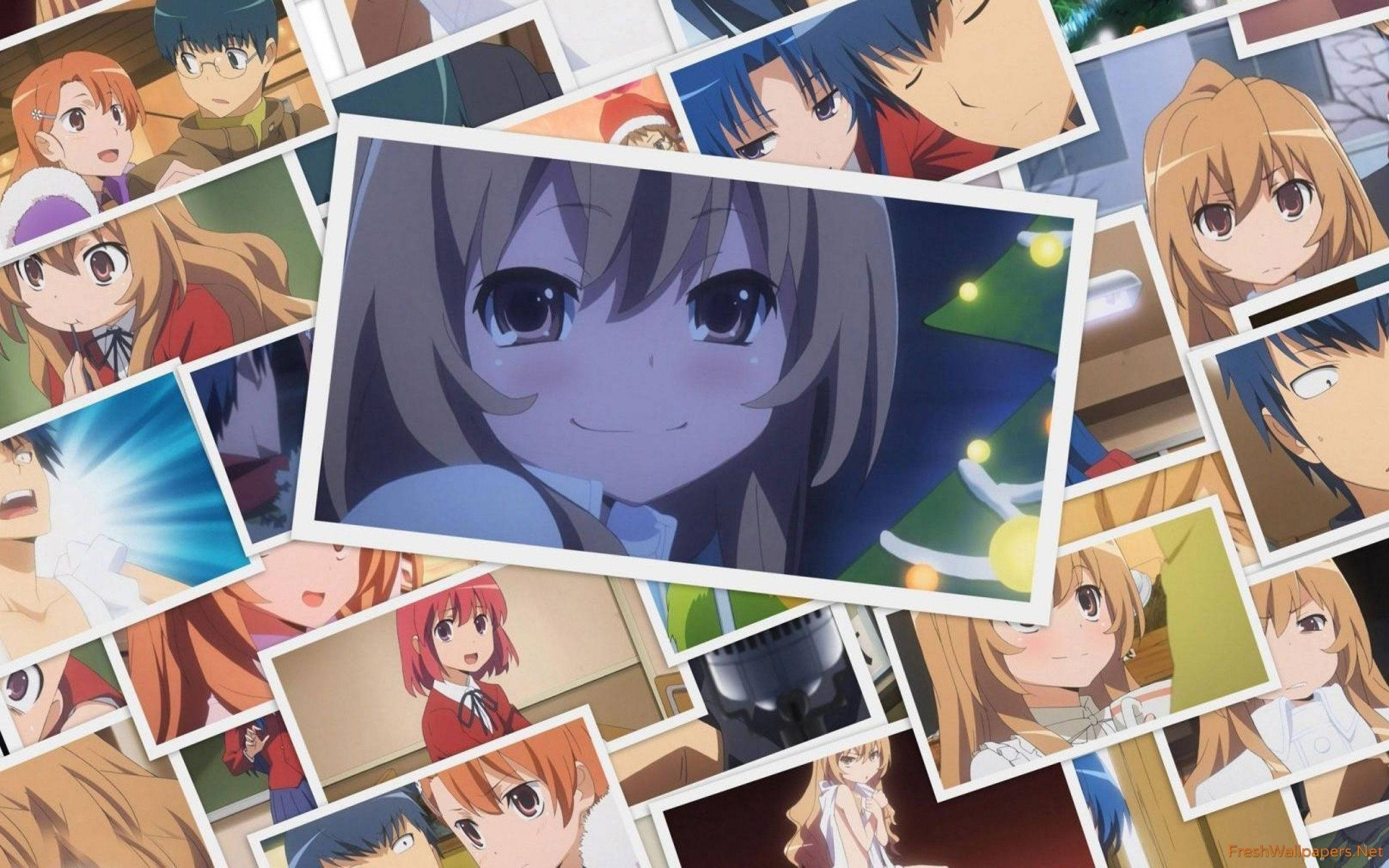 Toradora, gray hair, smiling girl, 2K Desktop Wallpaper