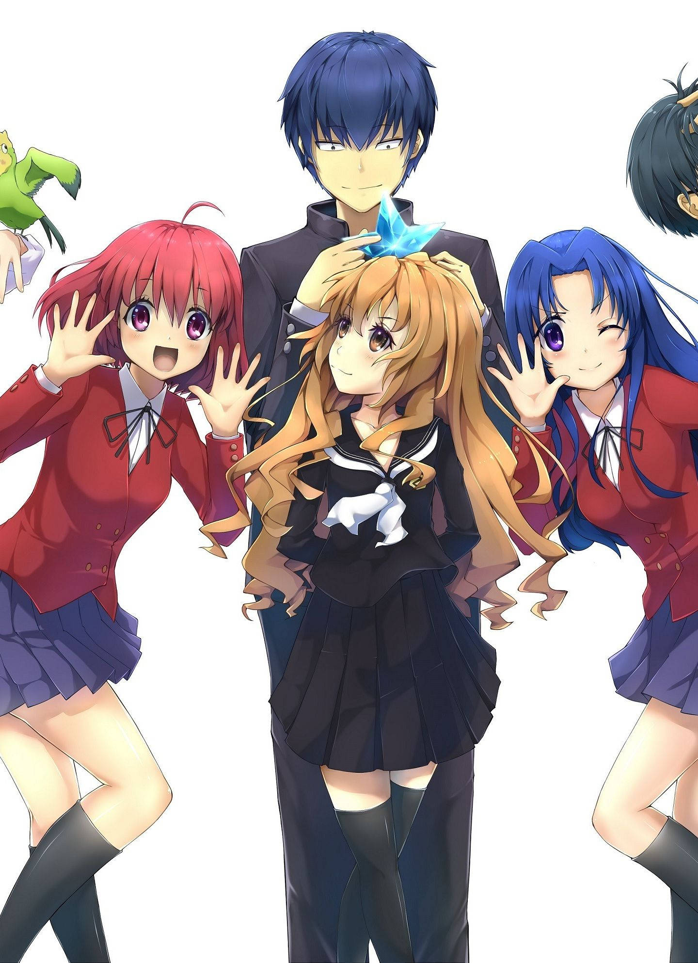 Toradora, school uniforms, plain white background, Full HD Phone Wallpaper