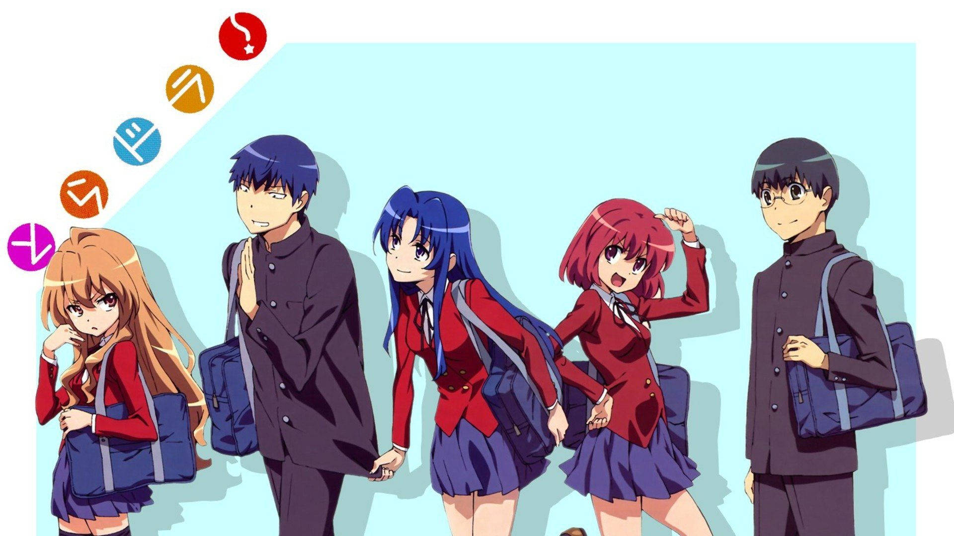 Toradora, main characters, school uniforms, Full HD Desktop Wallpaper