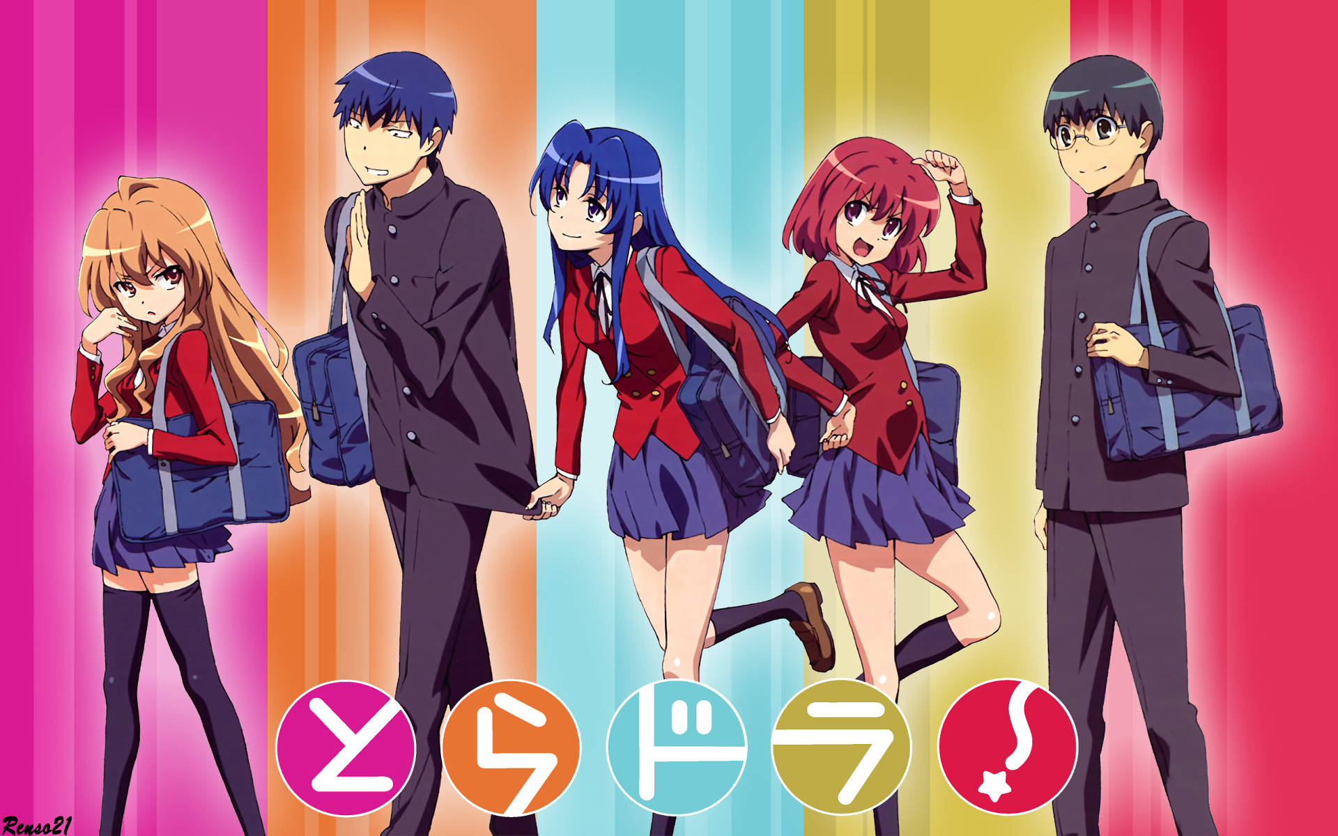 Toradora, anime students, school uniforms, Full HD Desktop Wallpaper