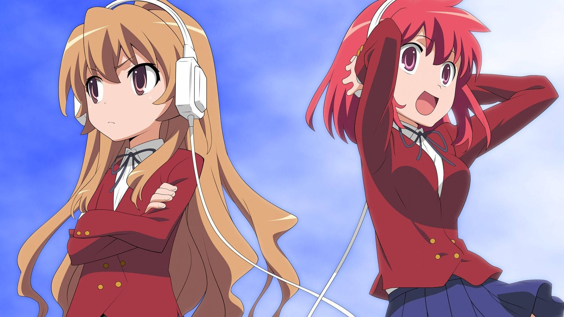 Toradora, red school uniforms, bright blue sky, Full HD Desktop Wallpaper