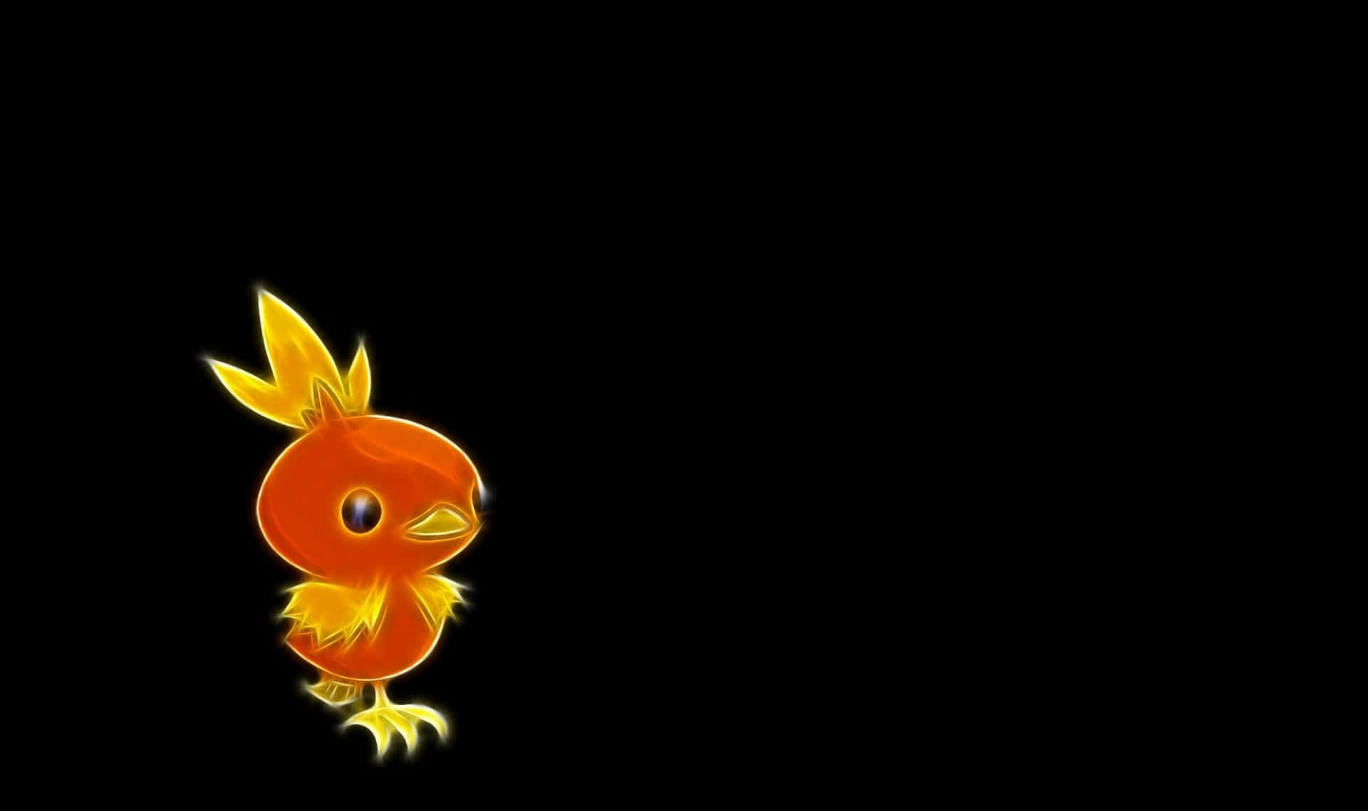 Torchic, glowing orange and yellow, flame-like feathers, Full HD Desktop Wallpaper