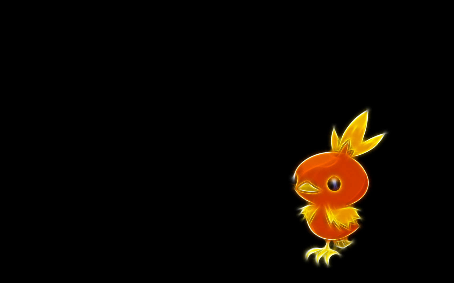 Torchic, neon illustration, orange and yellow, Full HD Desktop Wallpaper
