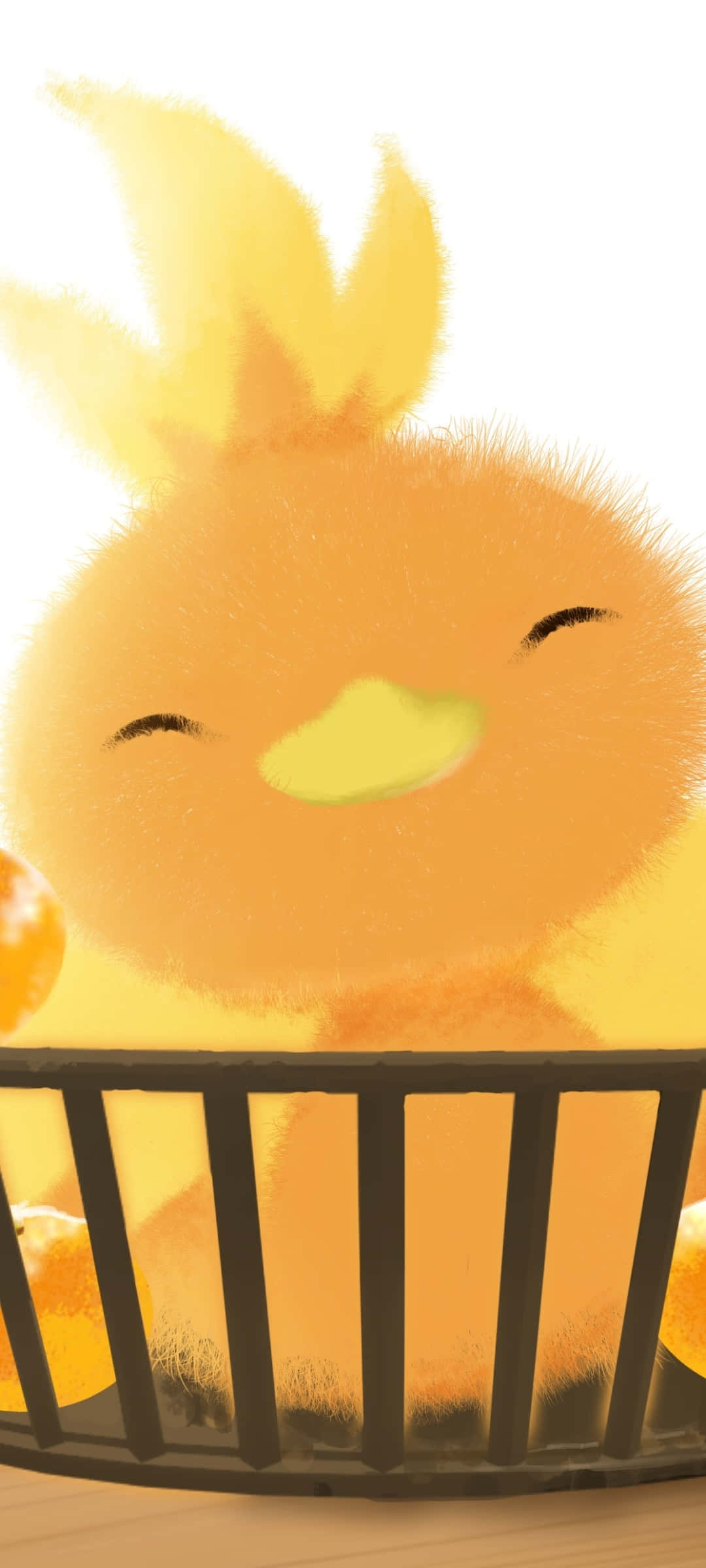 Torchic, fluffy orange chick, black metal railing, Full HD Phone Wallpaper