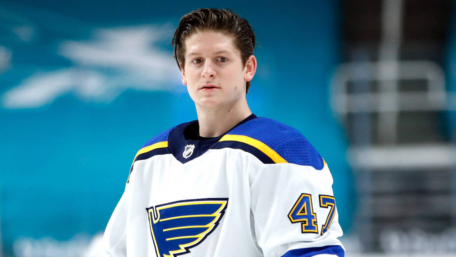 Torey Krug, number 47, white blue and gold jersey, HD Desktop Wallpaper