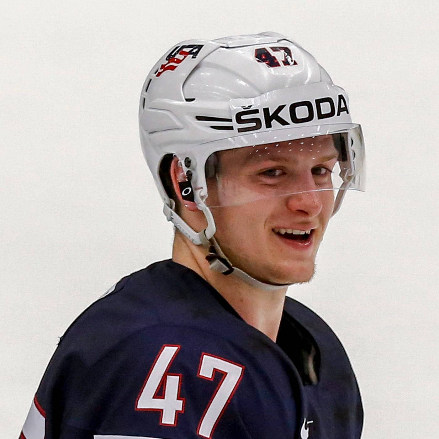 Torey Krug, number 47, white helmet, HD Desktop Wallpaper