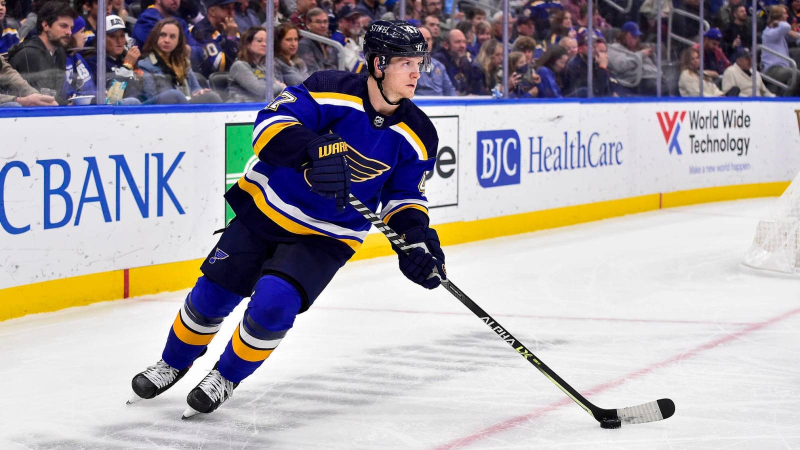 Torey Krug, blue and gold uniform, ice, HD Desktop Wallpaper