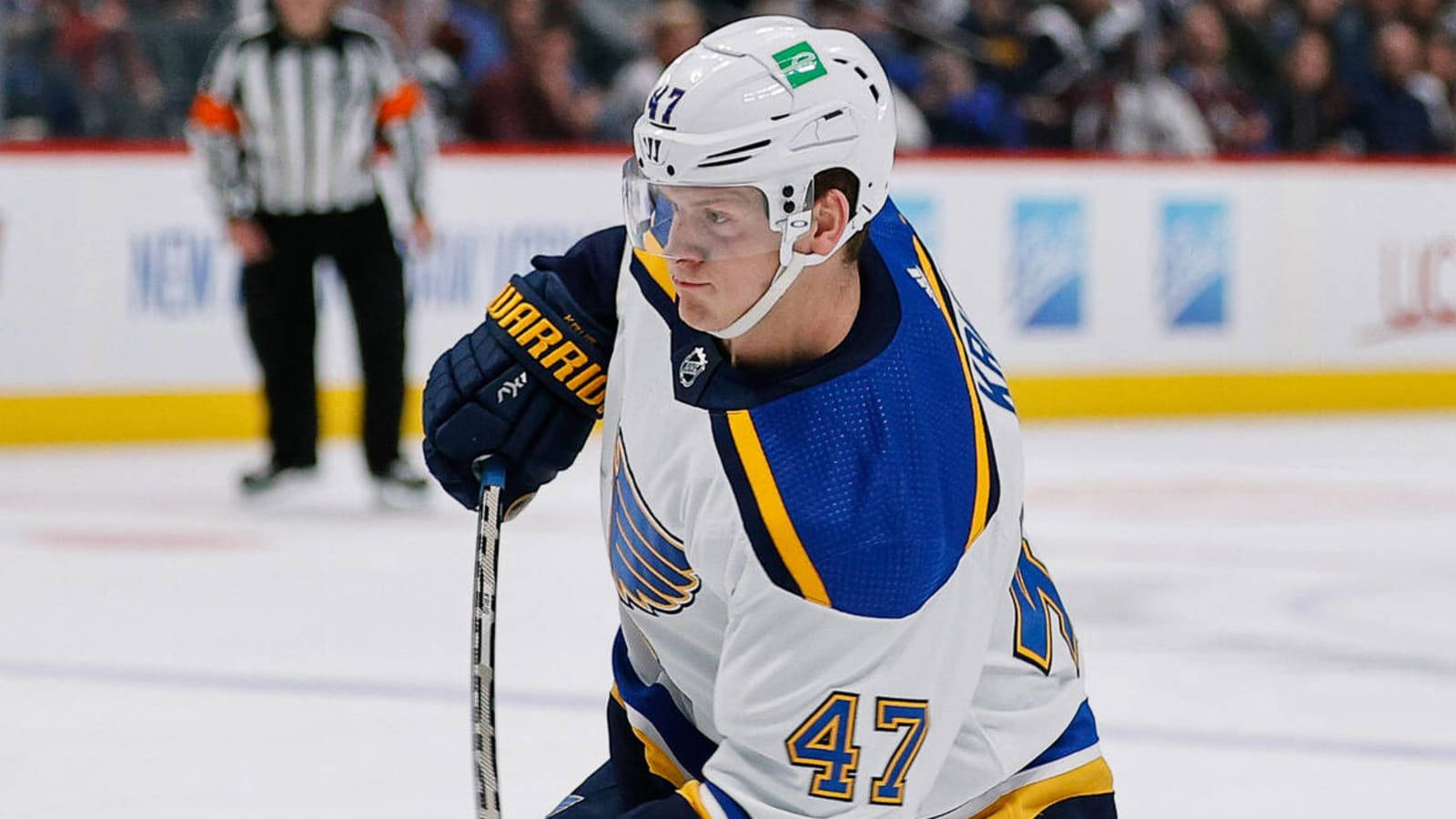 Torey Krug, November 2022, white and blue uniform, HD Desktop Wallpaper
