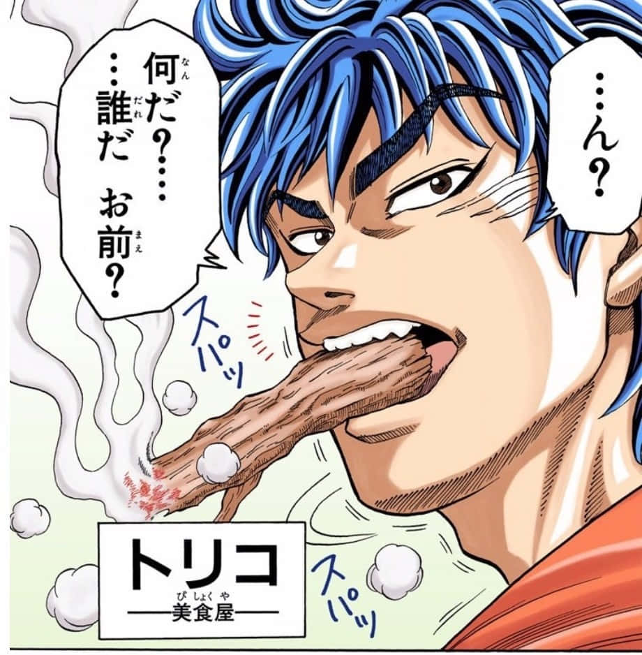 Toriko, blue-haired anime character, angry expression, SD Phone Wallpaper