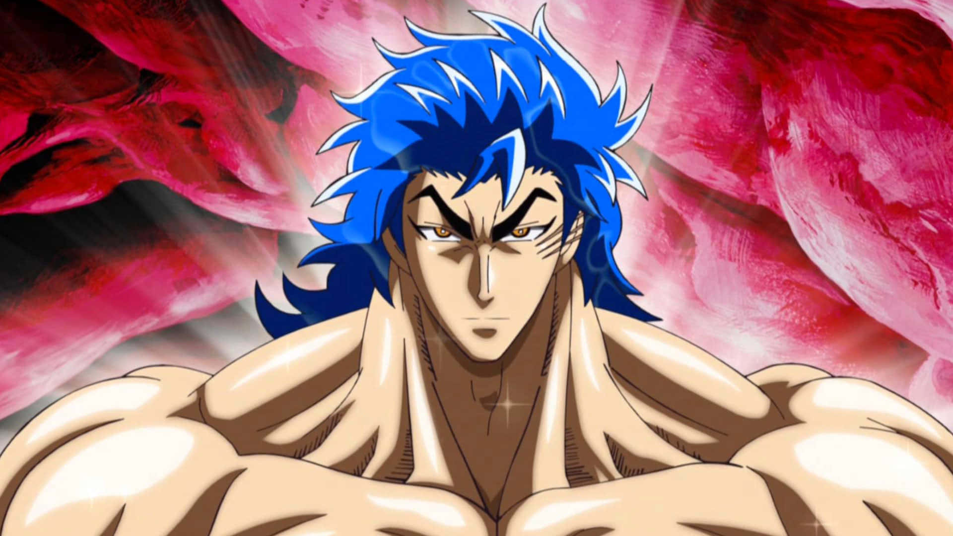 Toriko, spiky blue hair, fierce expression, Full HD Desktop Wallpaper