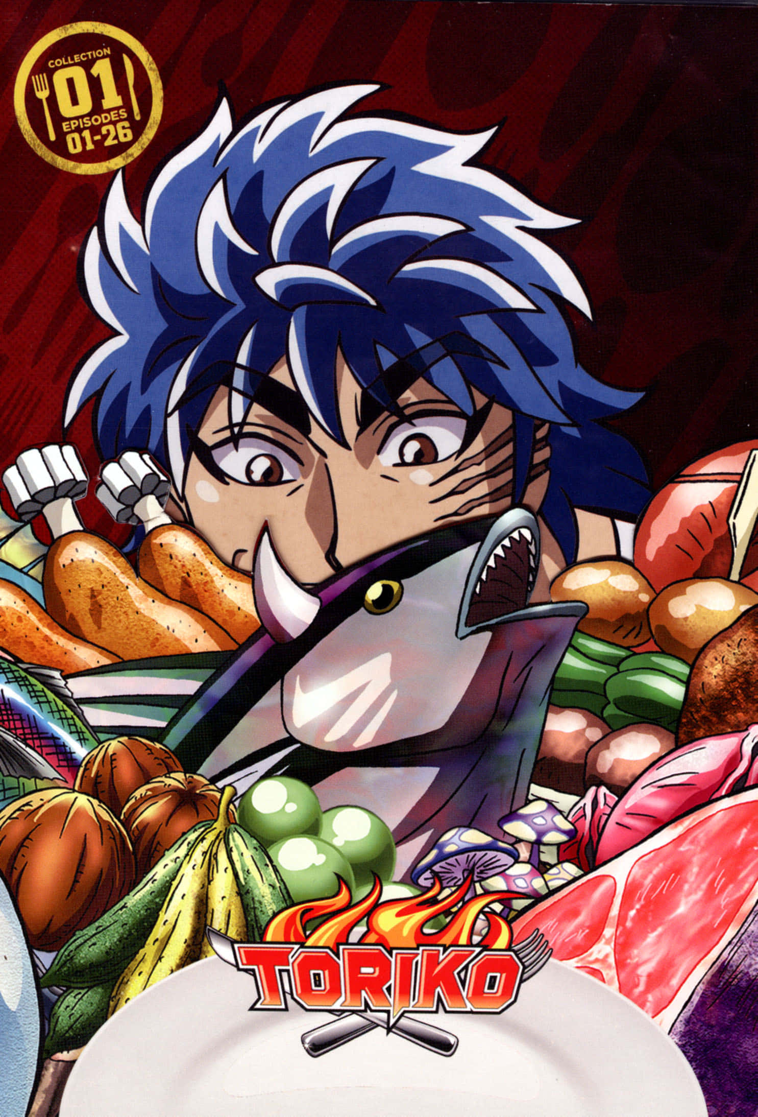 Toriko, blue-haired anime chef, shark head, Full HD Phone Wallpaper